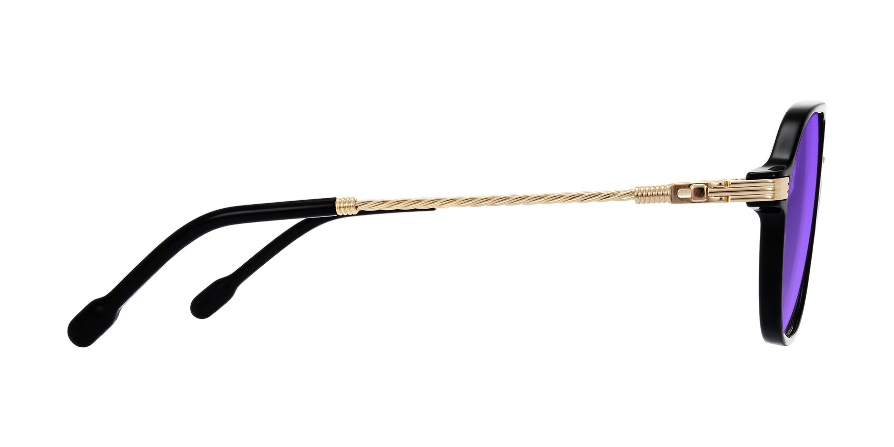 Side of Kanause in Black/Gold with Purple Tinted Lenses