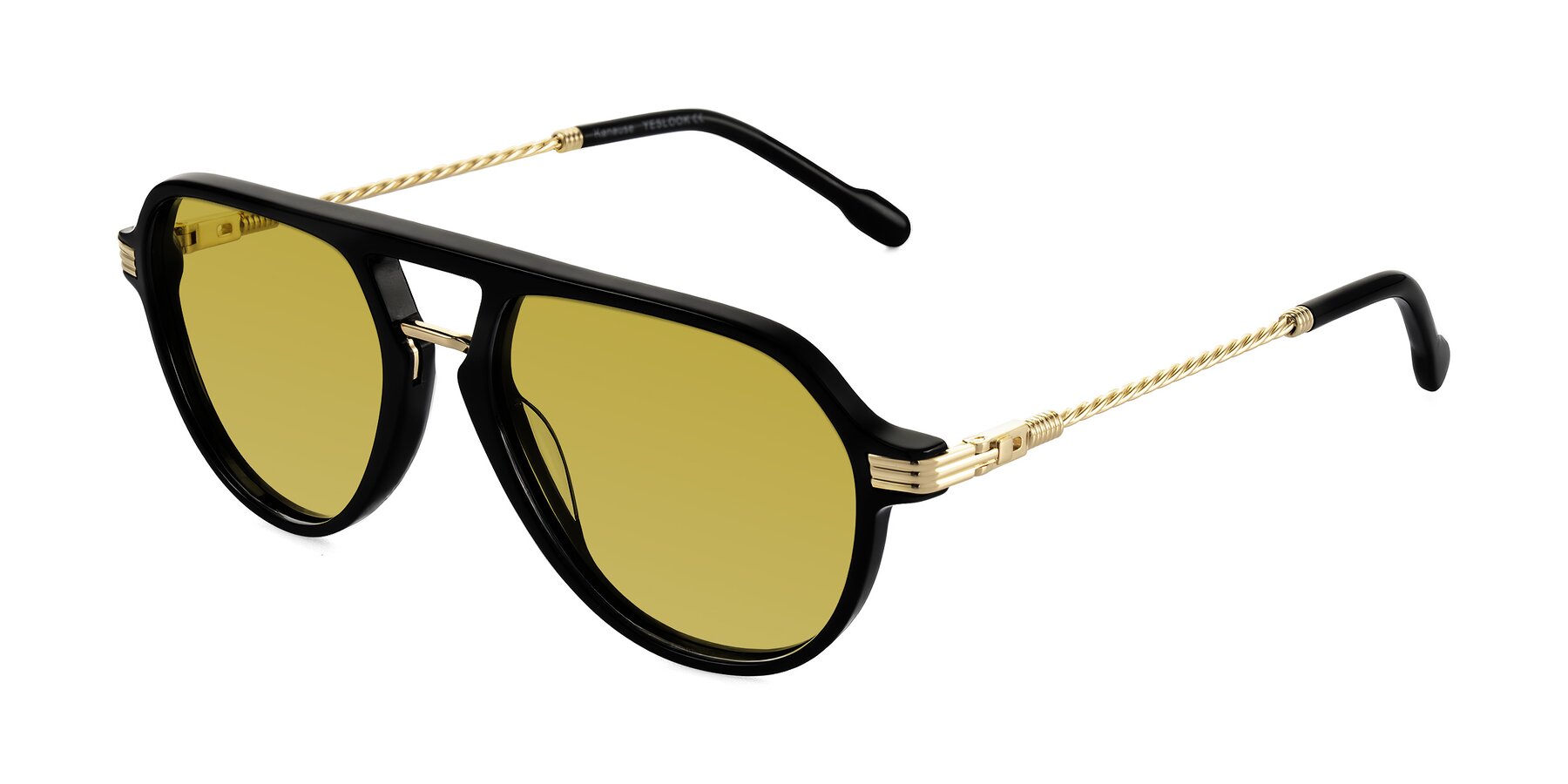 Angle of Kanause in Black/Gold with Champagne Tinted Lenses