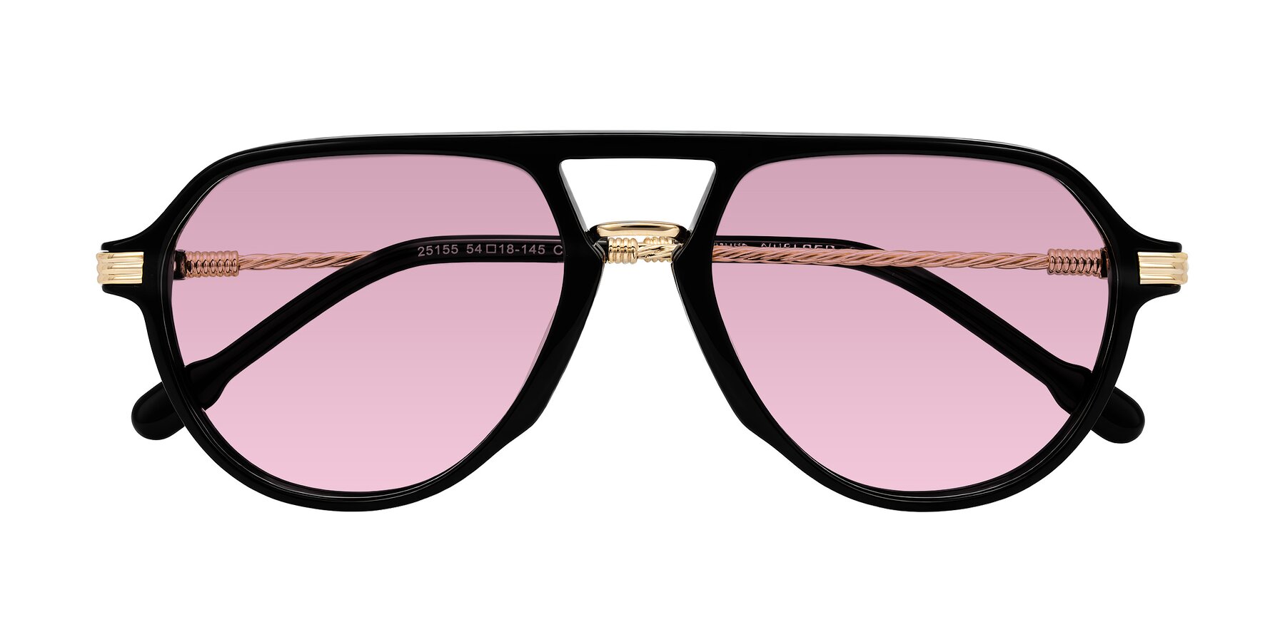 Folded Front of Kanause in Black/Gold with Light Wine Tinted Lenses