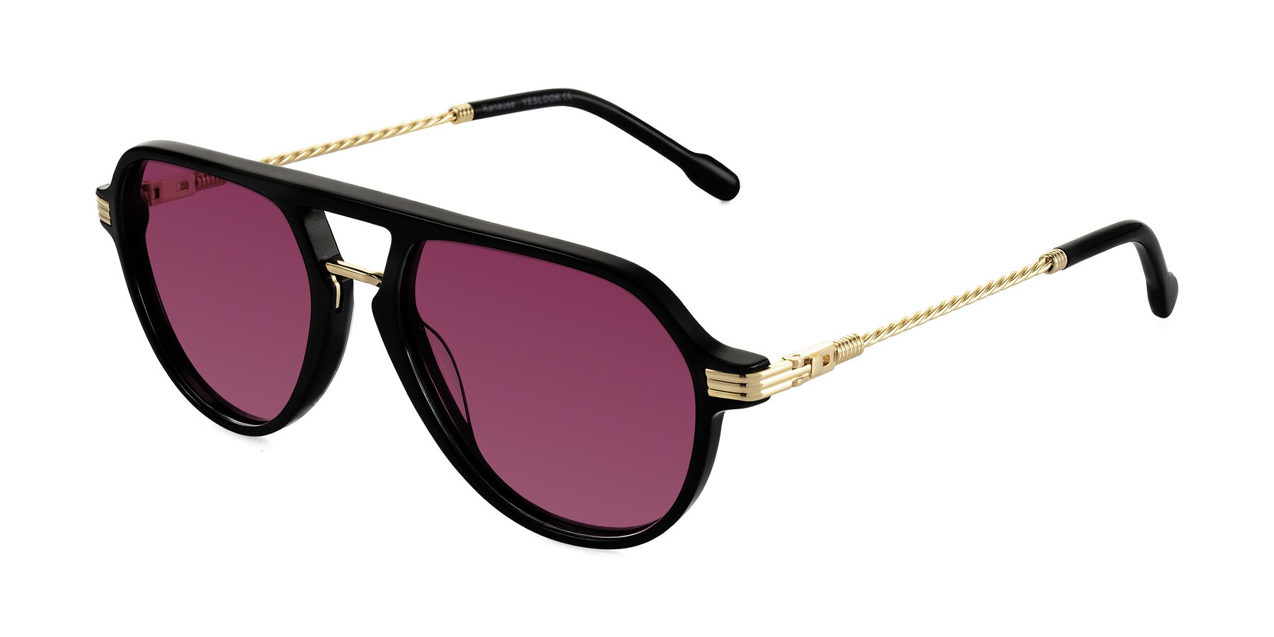 Angle of Kanause in Black/Gold with Wine Tinted Lenses