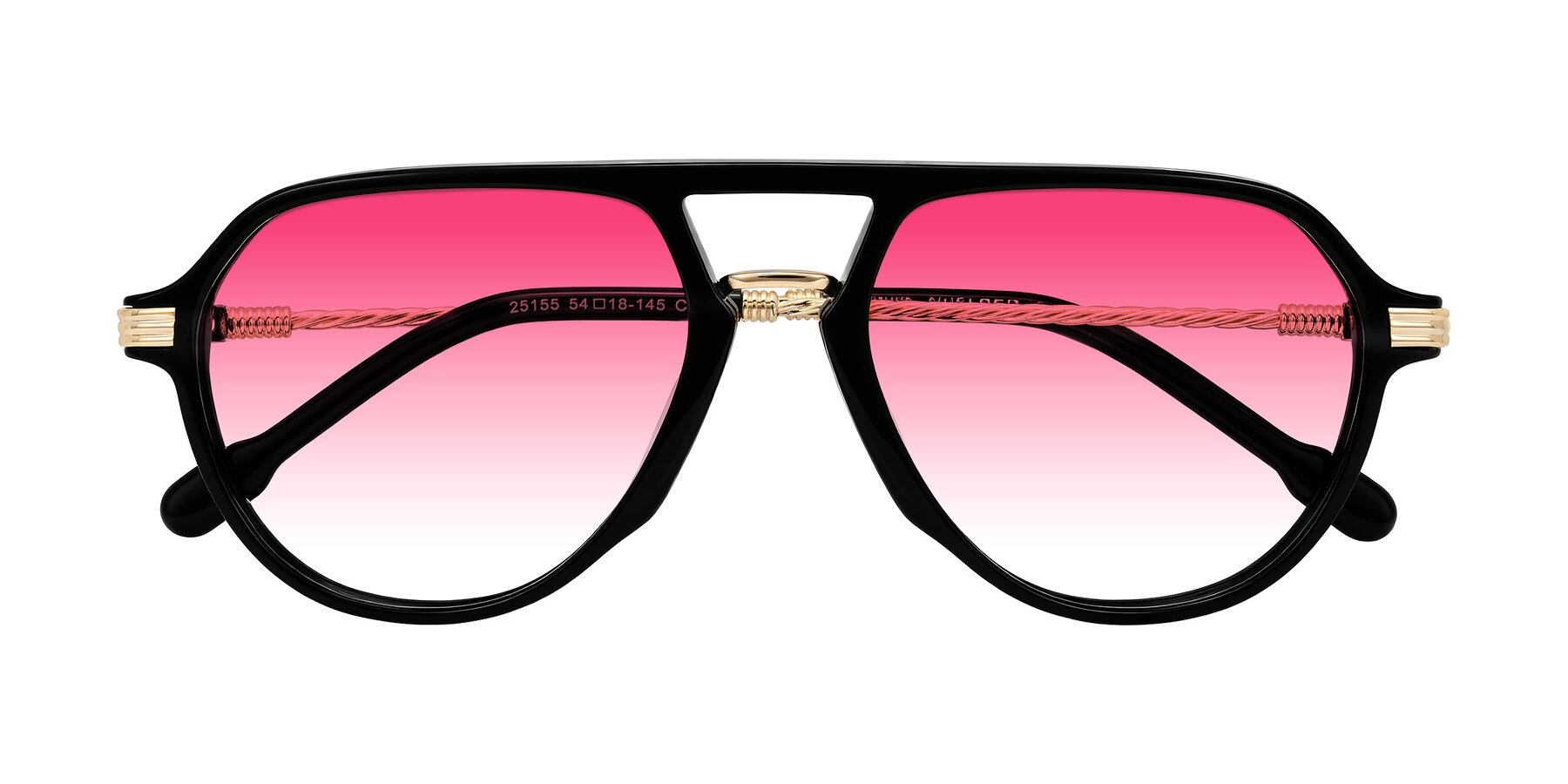 Folded Front of Kanause in Black/Gold with Pink Gradient Lenses