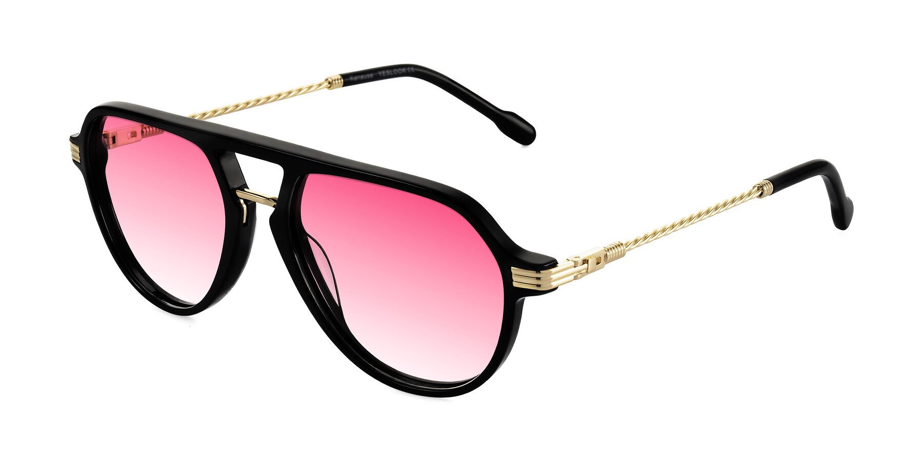 Angle of Kanause in Black/Gold with Pink Gradient Lenses
