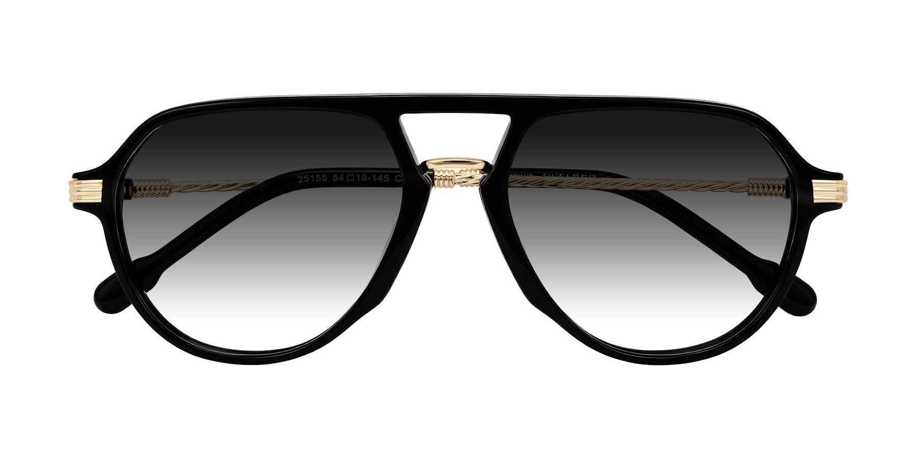 Folded Front of Kanause in Black/Gold with Gray Gradient Lenses