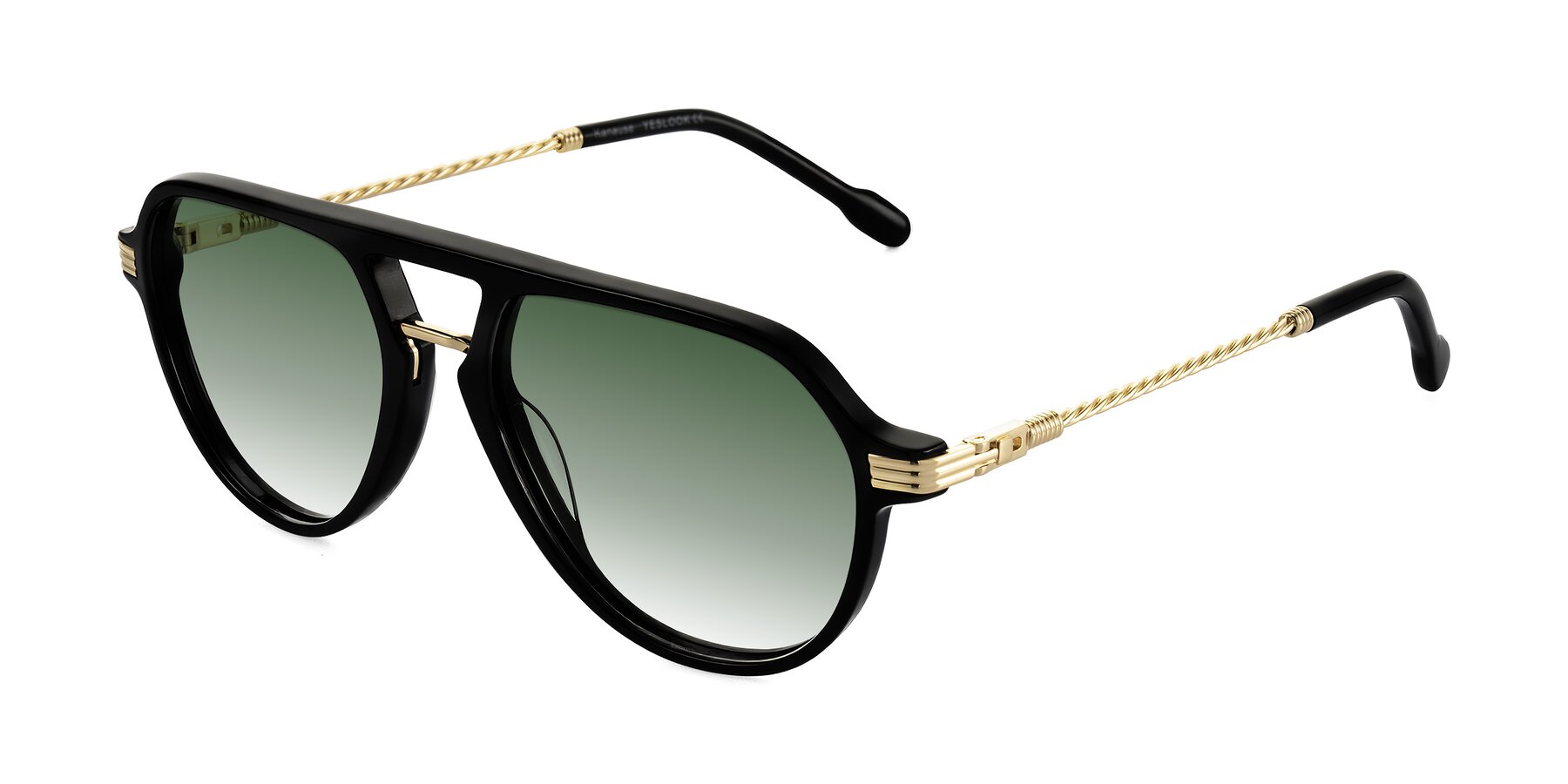 Angle of Kanause in Black/Gold with Green Gradient Lenses