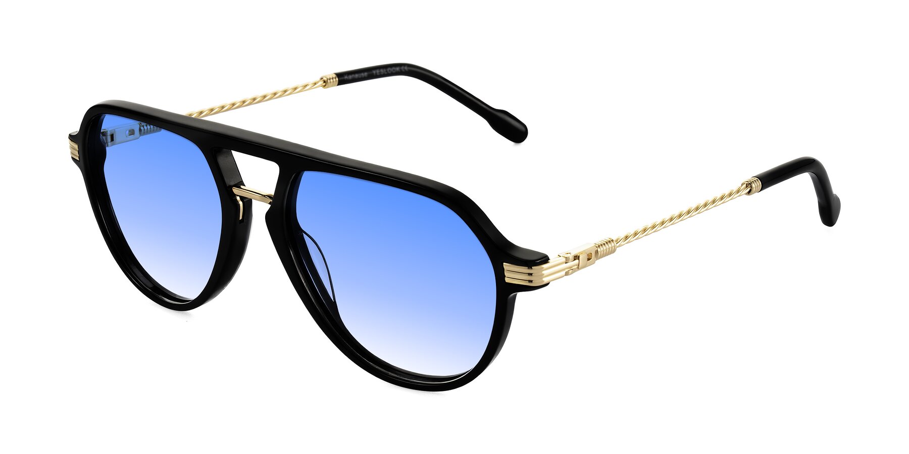 Angle of Kanause in Black/Gold with Blue Gradient Lenses