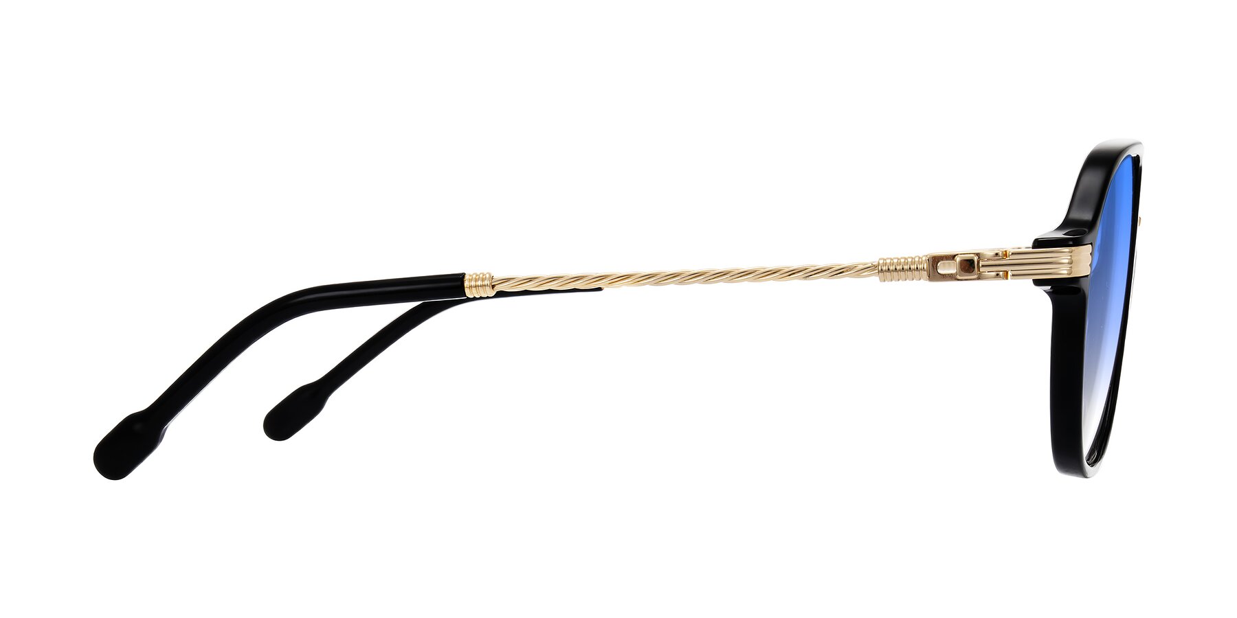 Side of Kanause in Black/Gold with Blue Gradient Lenses