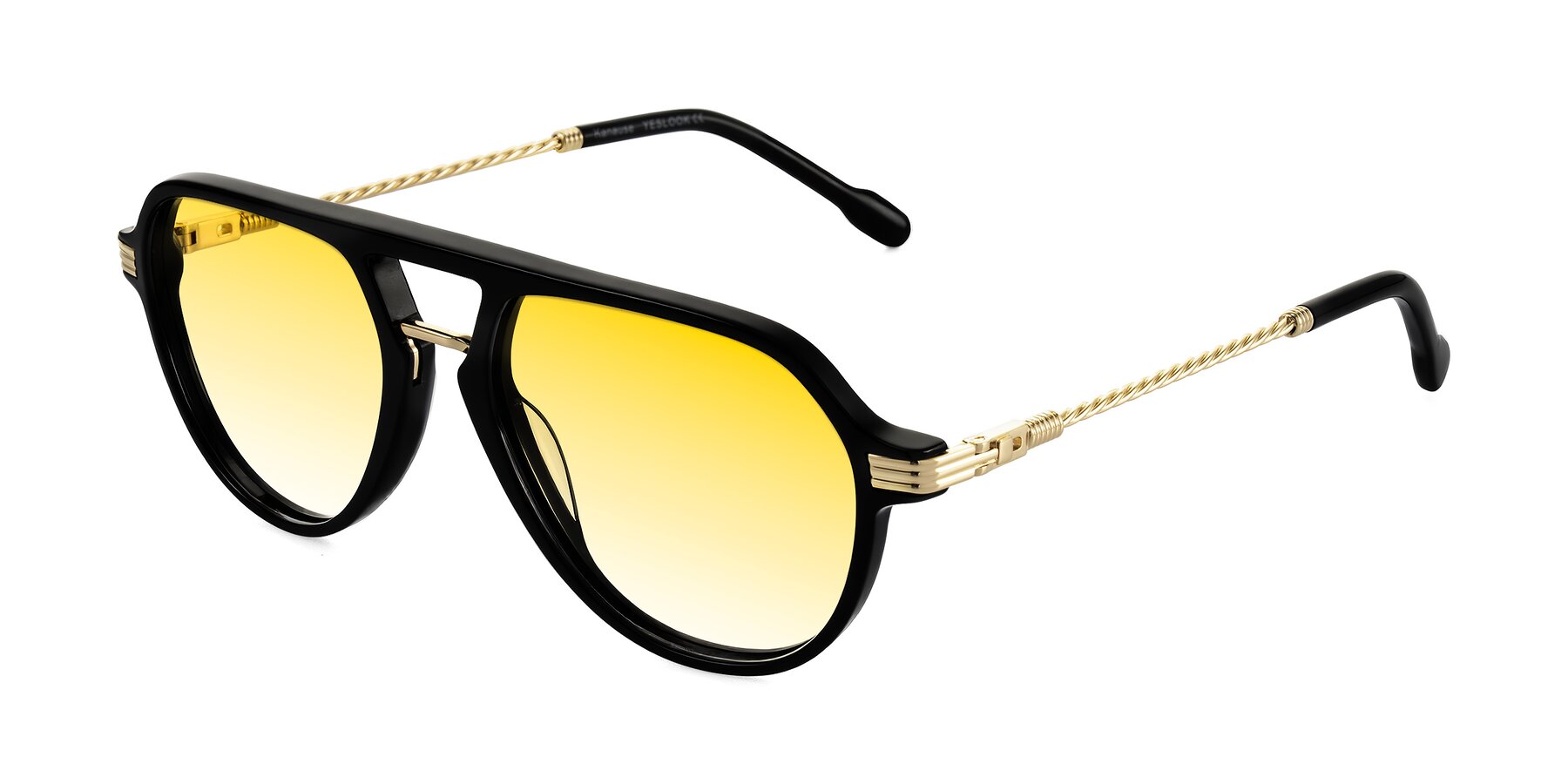 Angle of Kanause in Black/Gold with Yellow Gradient Lenses