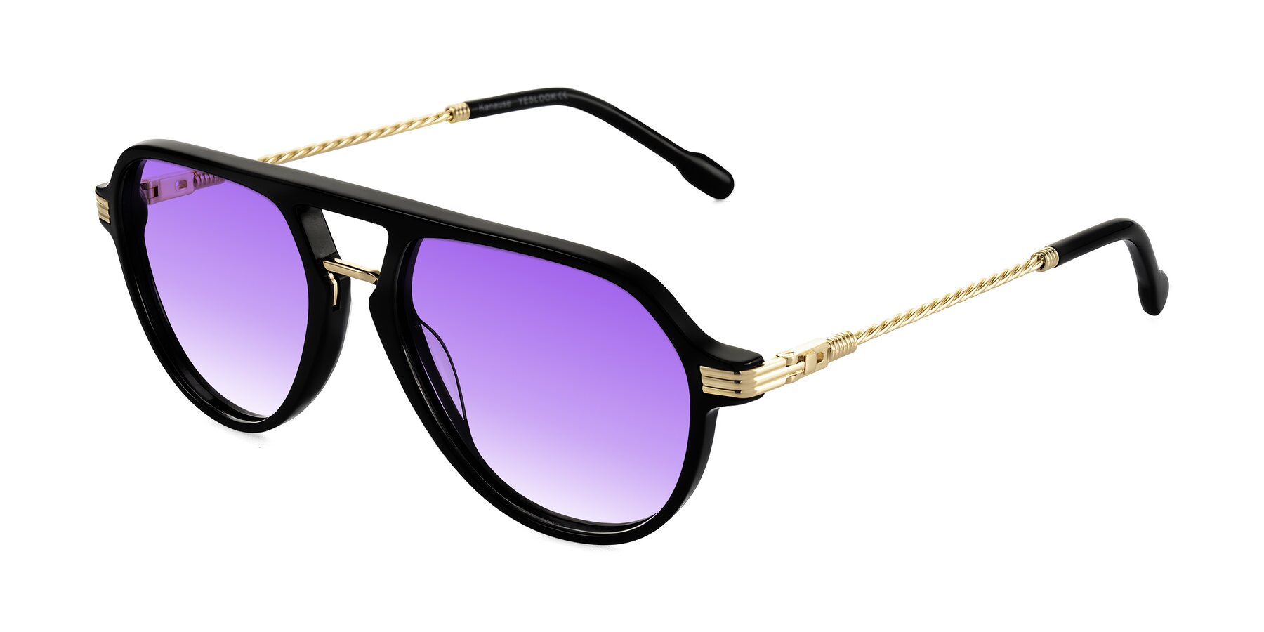 Angle of Kanause in Black/Gold with Purple Gradient Lenses
