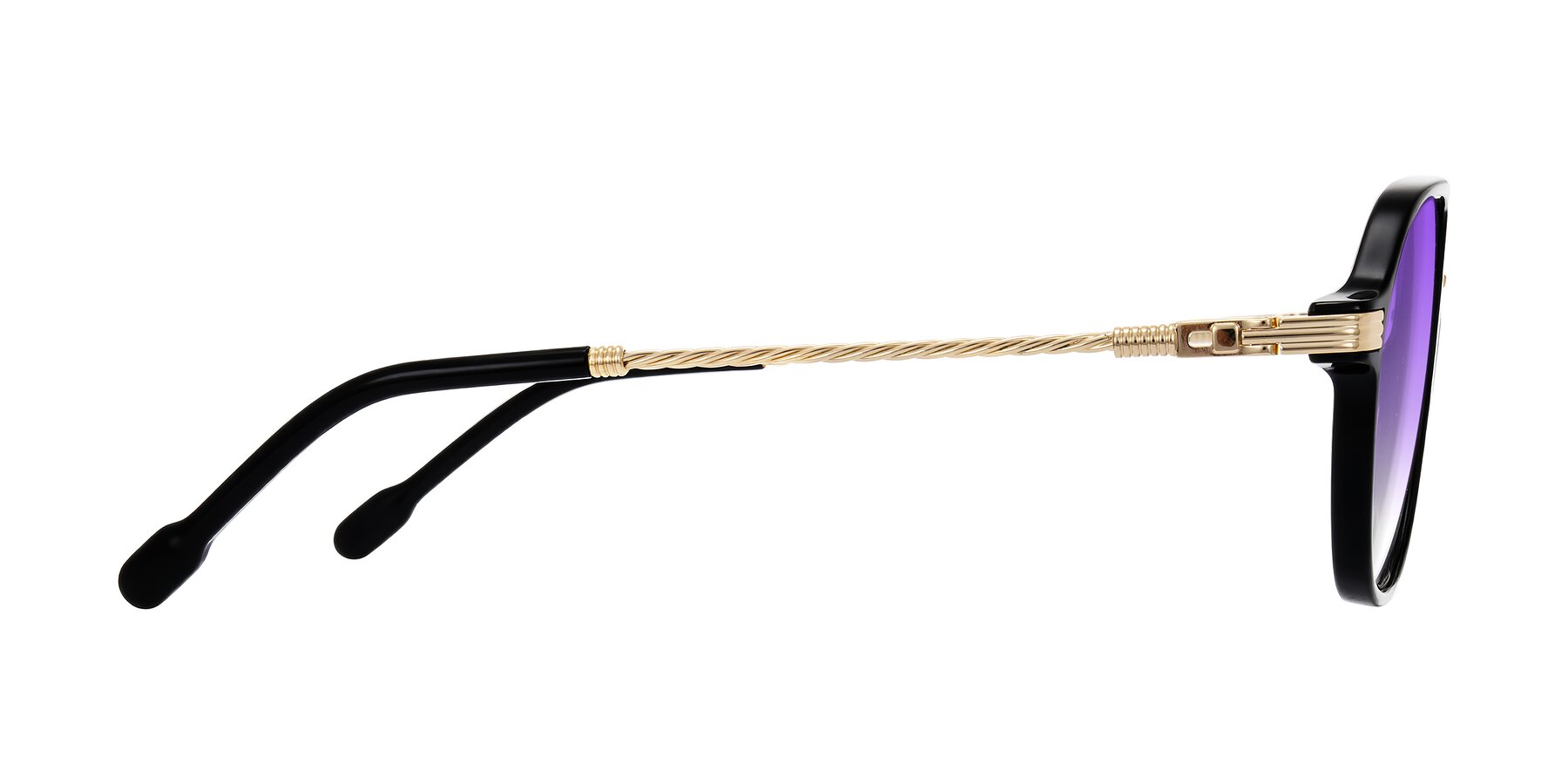 Side of Kanause in Black/Gold with Purple Gradient Lenses