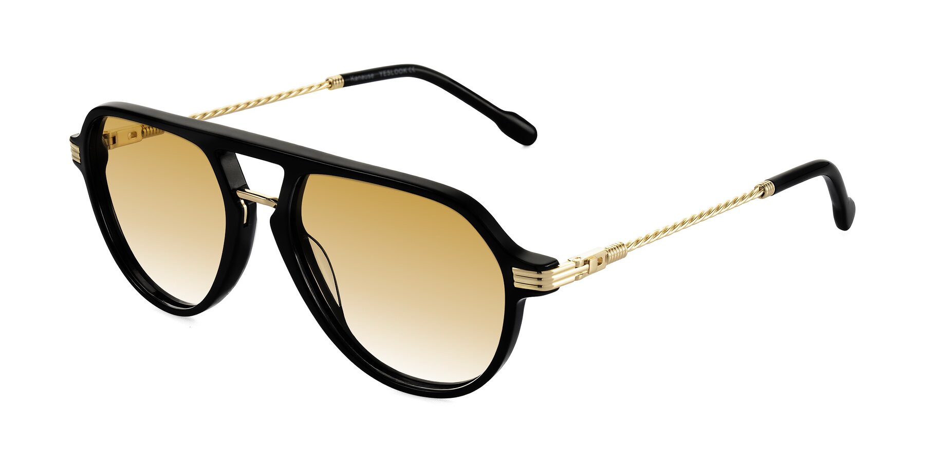 Angle of Kanause in Black/Gold with Champagne Gradient Lenses