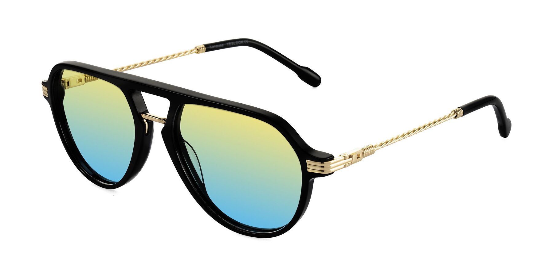 Angle of Kanause in Black/Gold with Yellow / Blue Gradient Lenses