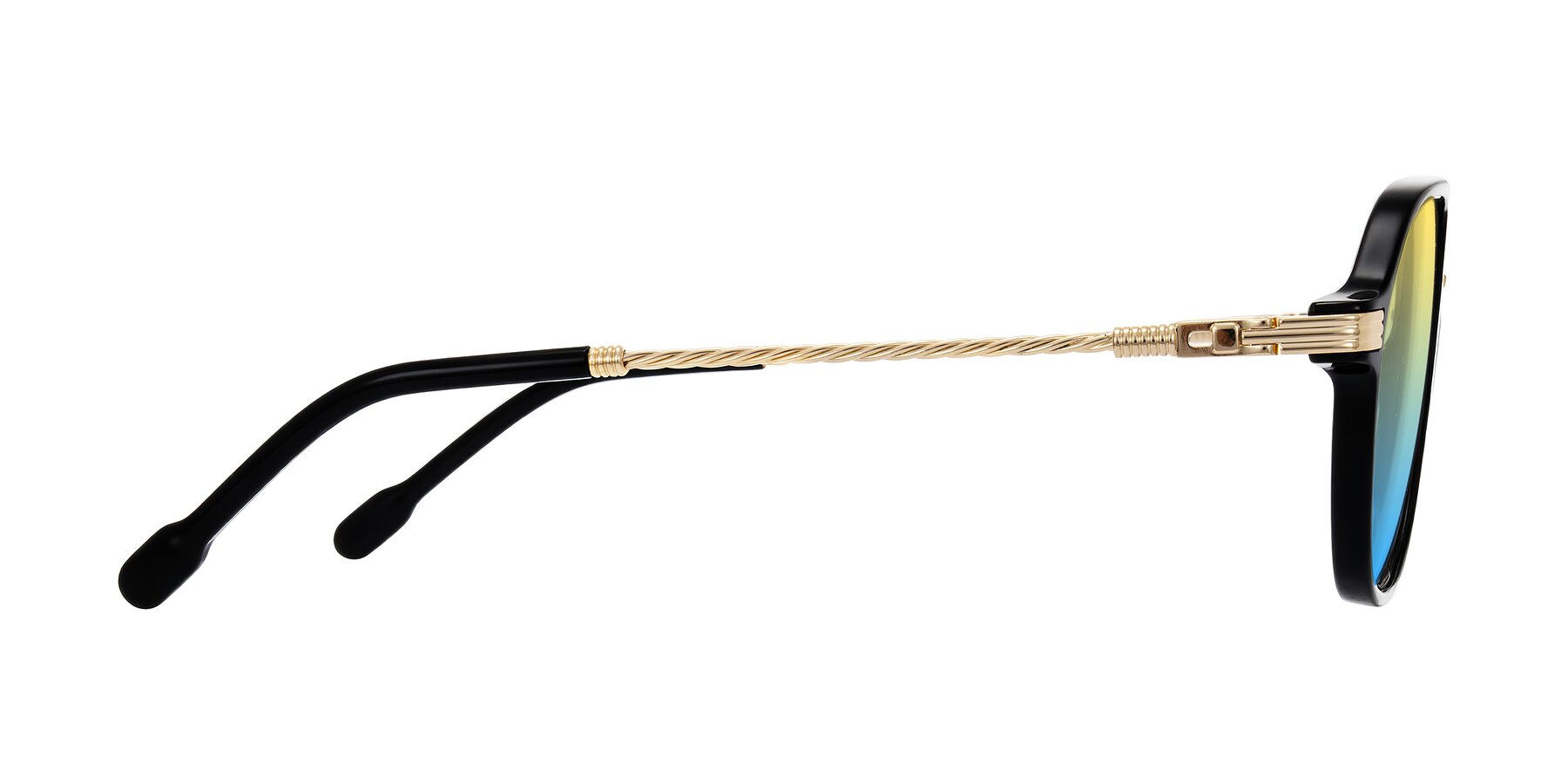 Side of Kanause in Black/Gold with Yellow / Blue Gradient Lenses