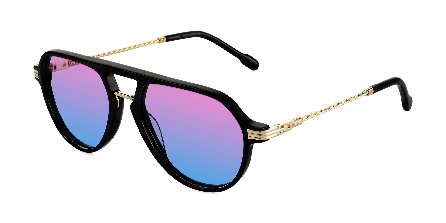 Angle of Kanause in Black/Gold with Pink / Blue Gradient Lenses