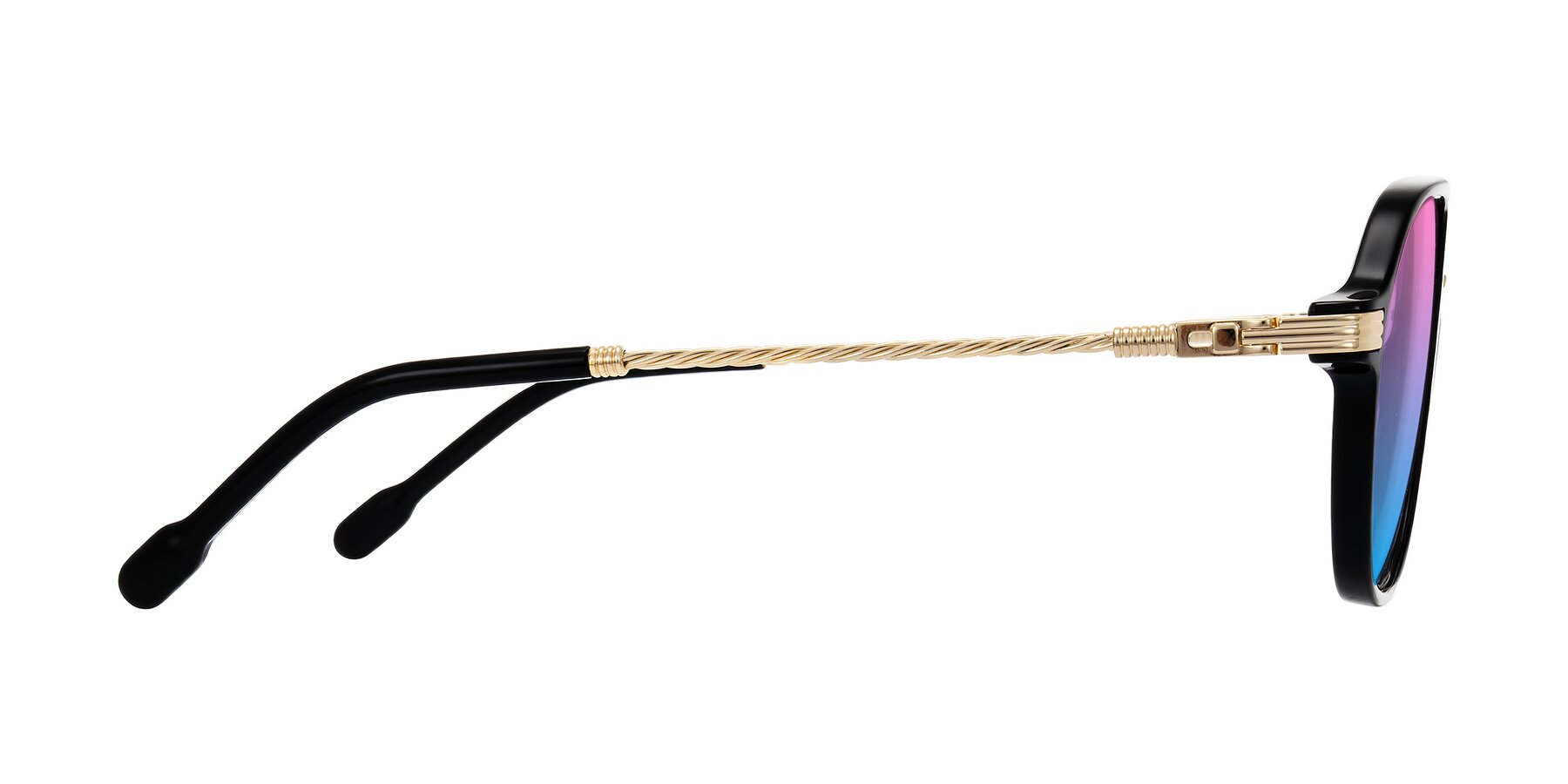 Side of Kanause in Black/Gold with Pink / Blue Gradient Lenses