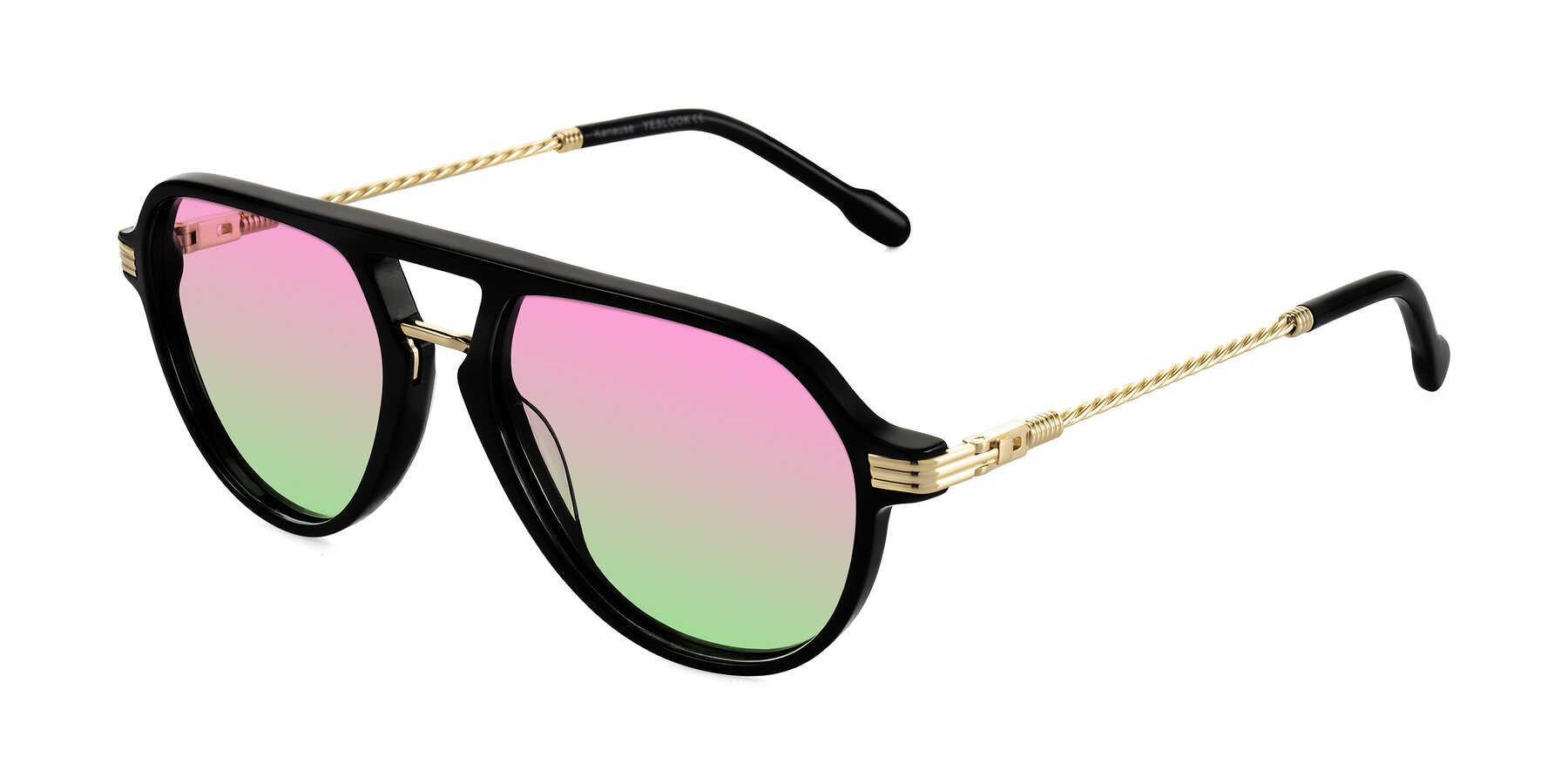Angle of Kanause in Black/Gold with Pink / Green Gradient Lenses