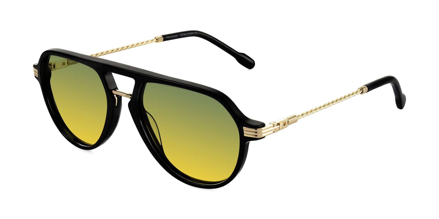 Angle of Kanause in Black/Gold with Green / Yellow Gradient Lenses