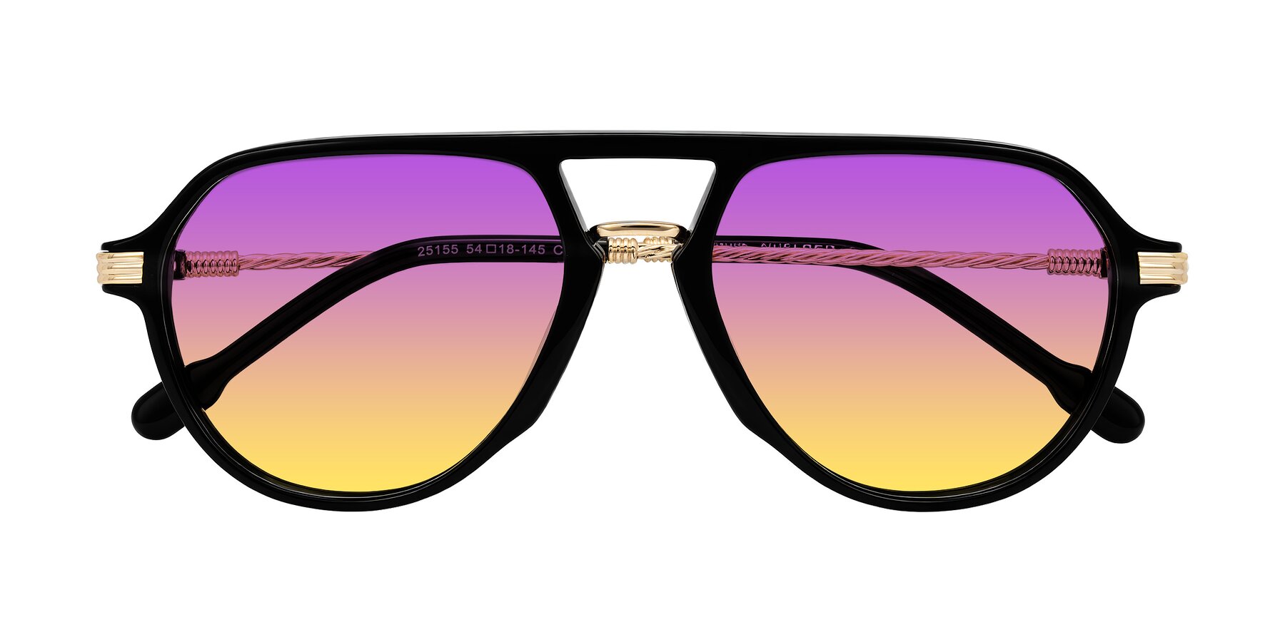 Folded Front of Kanause in Black/Gold with Purple / Yellow Gradient Lenses