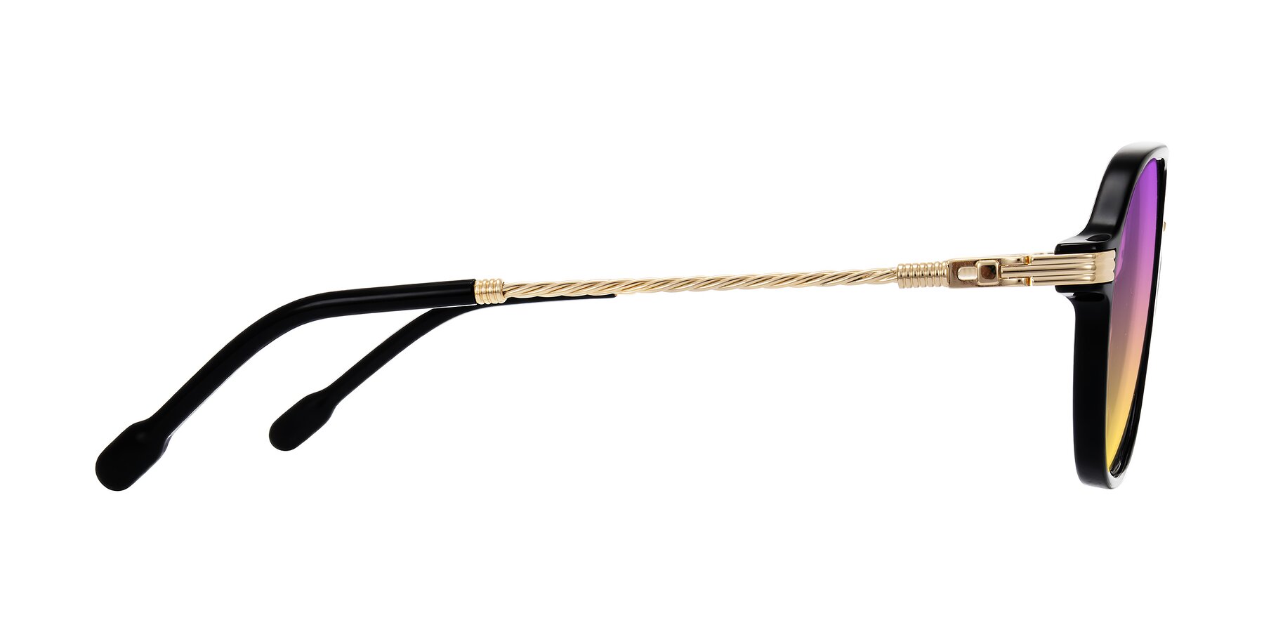 Side of Kanause in Black/Gold with Purple / Yellow Gradient Lenses