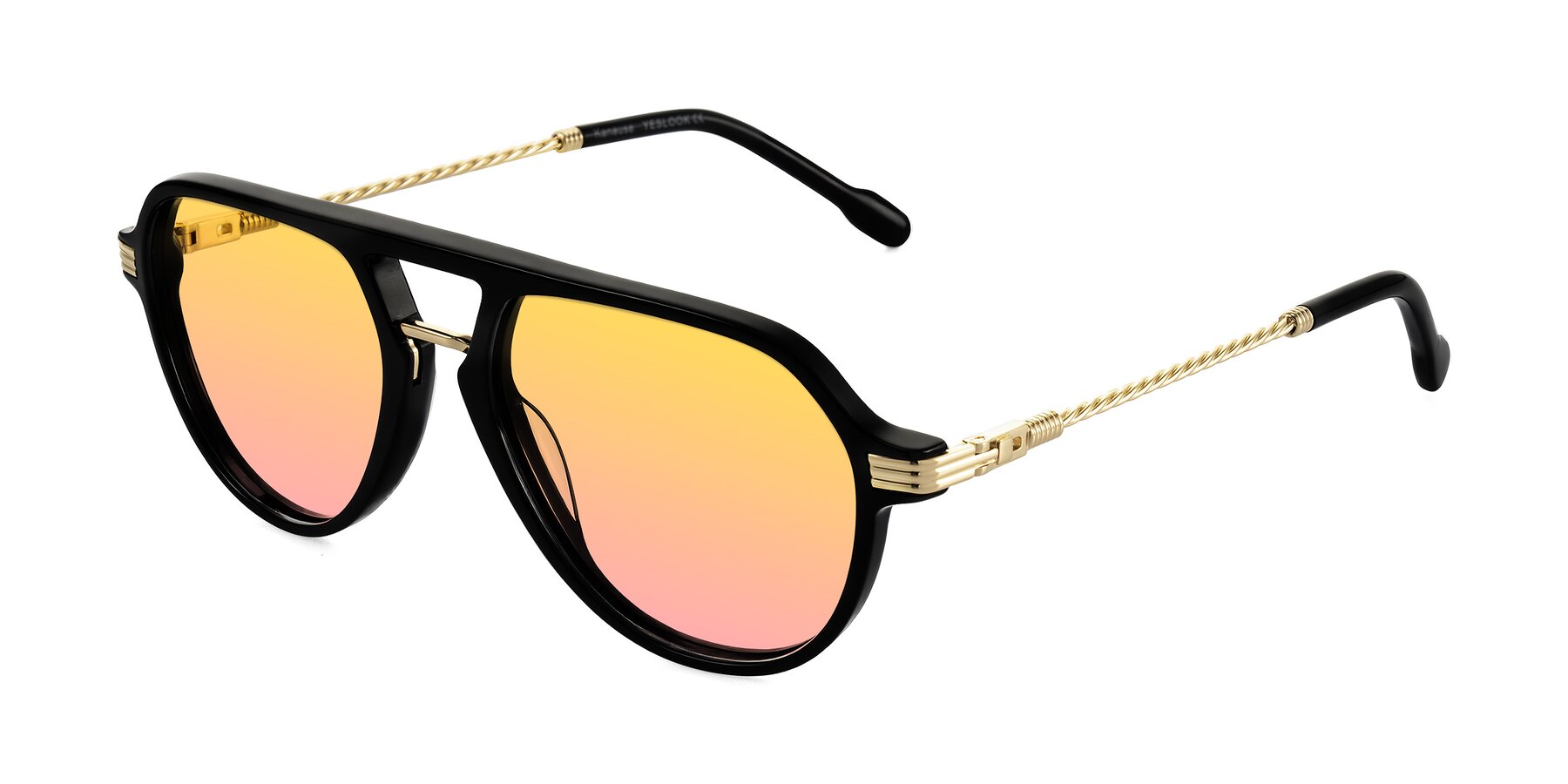Angle of Kanause in Black/Gold with Yellow / Pink Gradient Lenses
