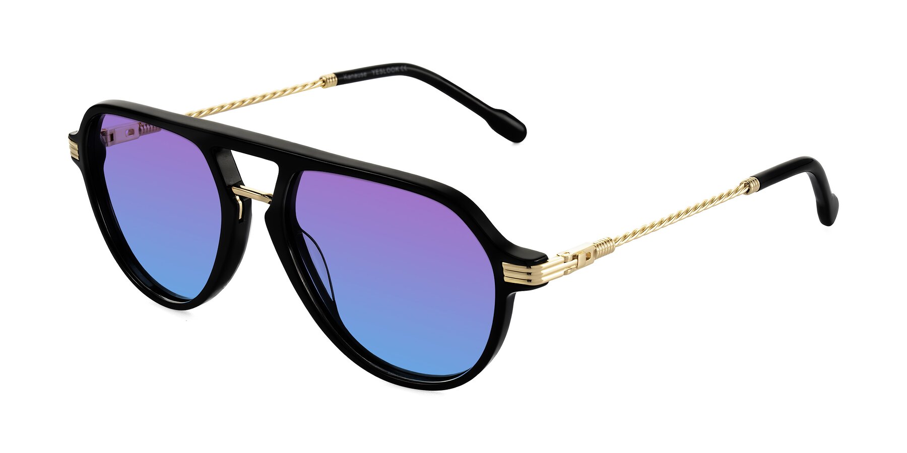 Angle of Kanause in Black/Gold with Purple / Blue Gradient Lenses
