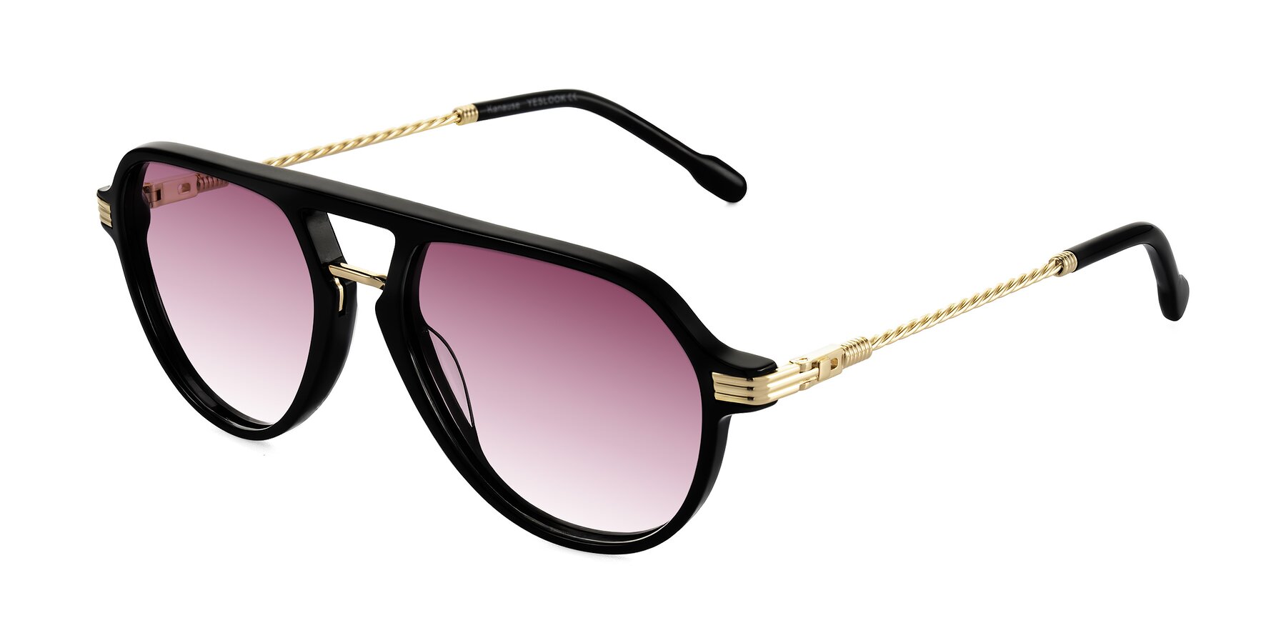 Angle of Kanause in Black/Gold with Wine Gradient Lenses