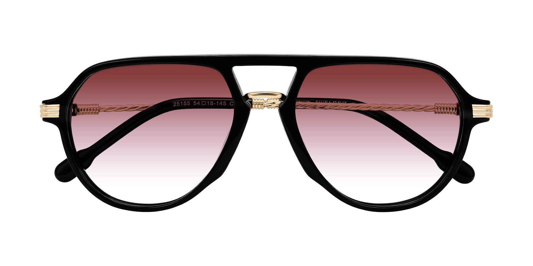 Folded Front of Kanause in Black/Gold with Garnet Gradient Lenses