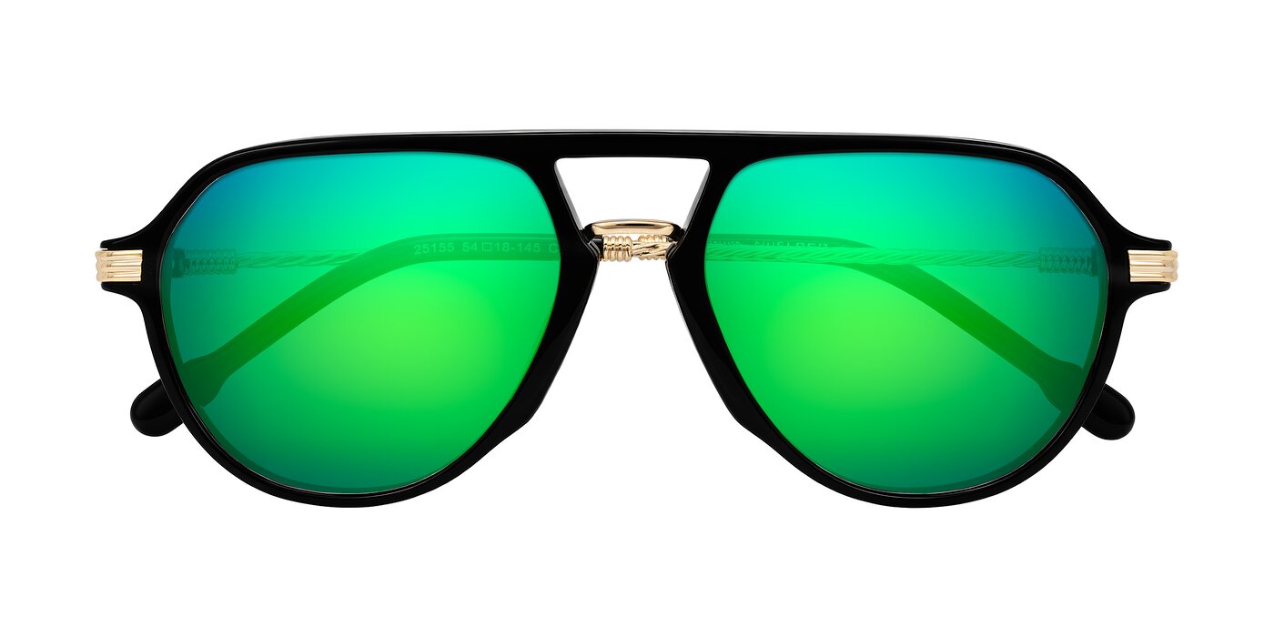 Kanause - Black/Gold Flash Mirrored Sunglasses