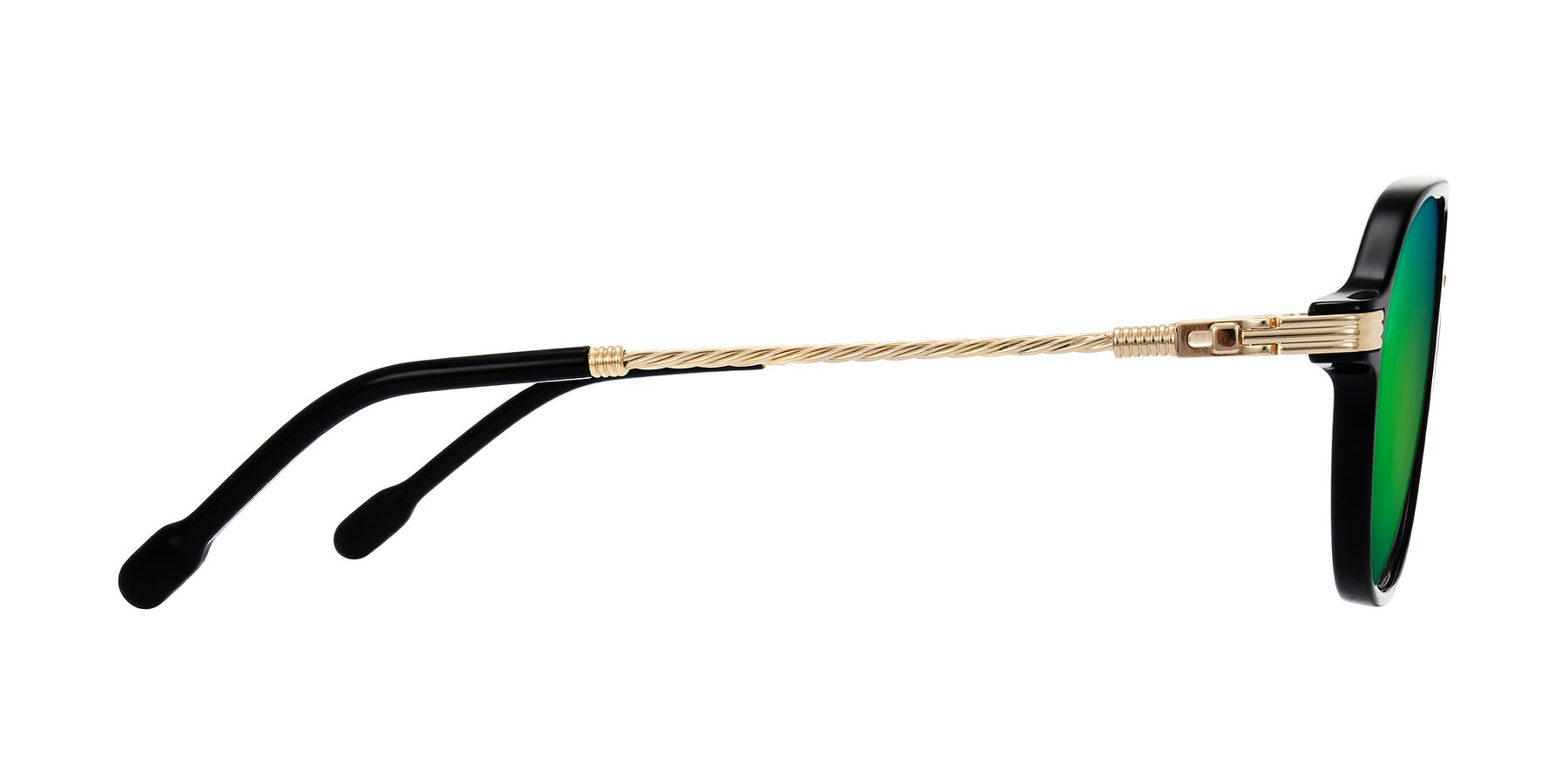 Side of Kanause in Black/Gold with Green Mirrored Lenses