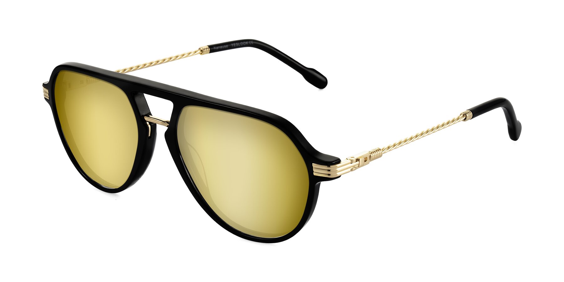 Angle of Kanause in Black/Gold with Gold Mirrored Lenses