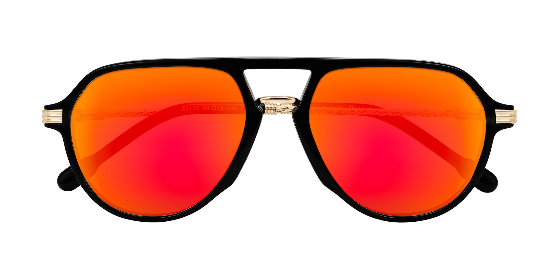 Folded Front of Kanause in Black/Gold with Red Gold Mirrored Lenses