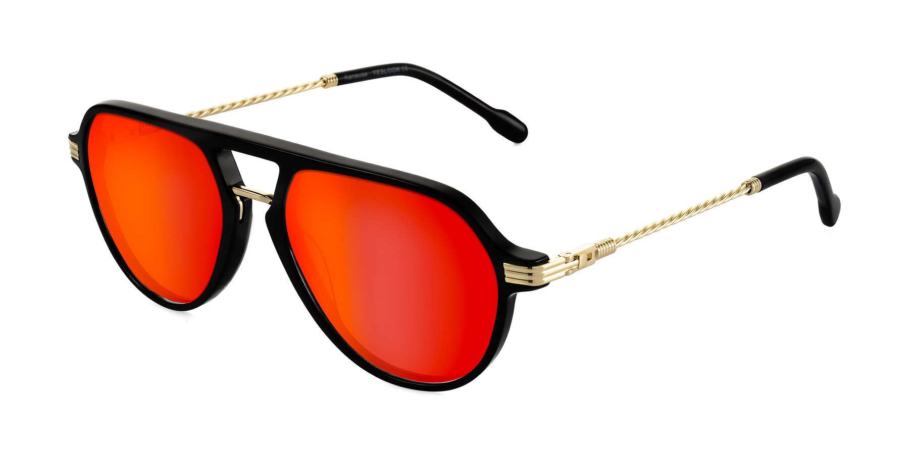 Angle of Kanause in Black/Gold with Red Gold Mirrored Lenses