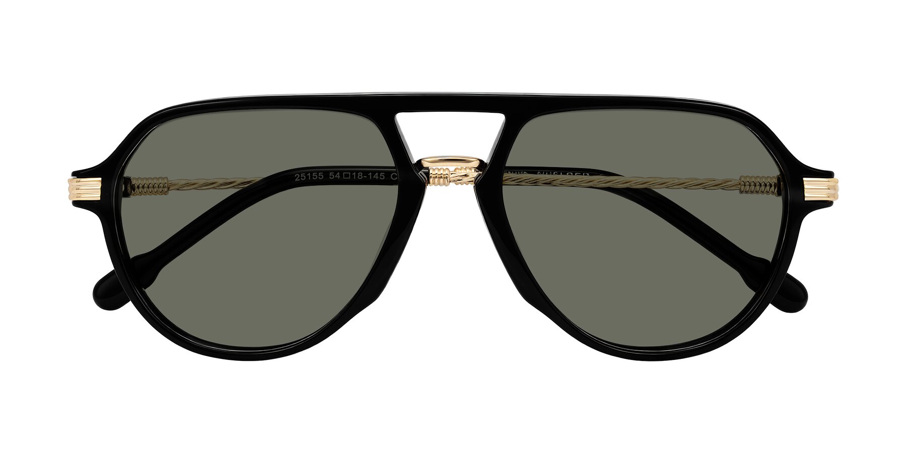 Folded Front of Kanause in Black/Gold with Gray Polarized Lenses