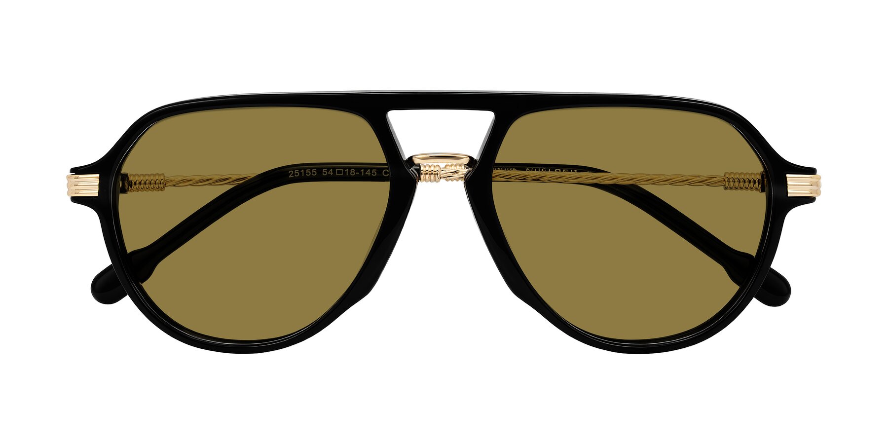 Folded Front of Kanause in Black/Gold with Brown Polarized Lenses