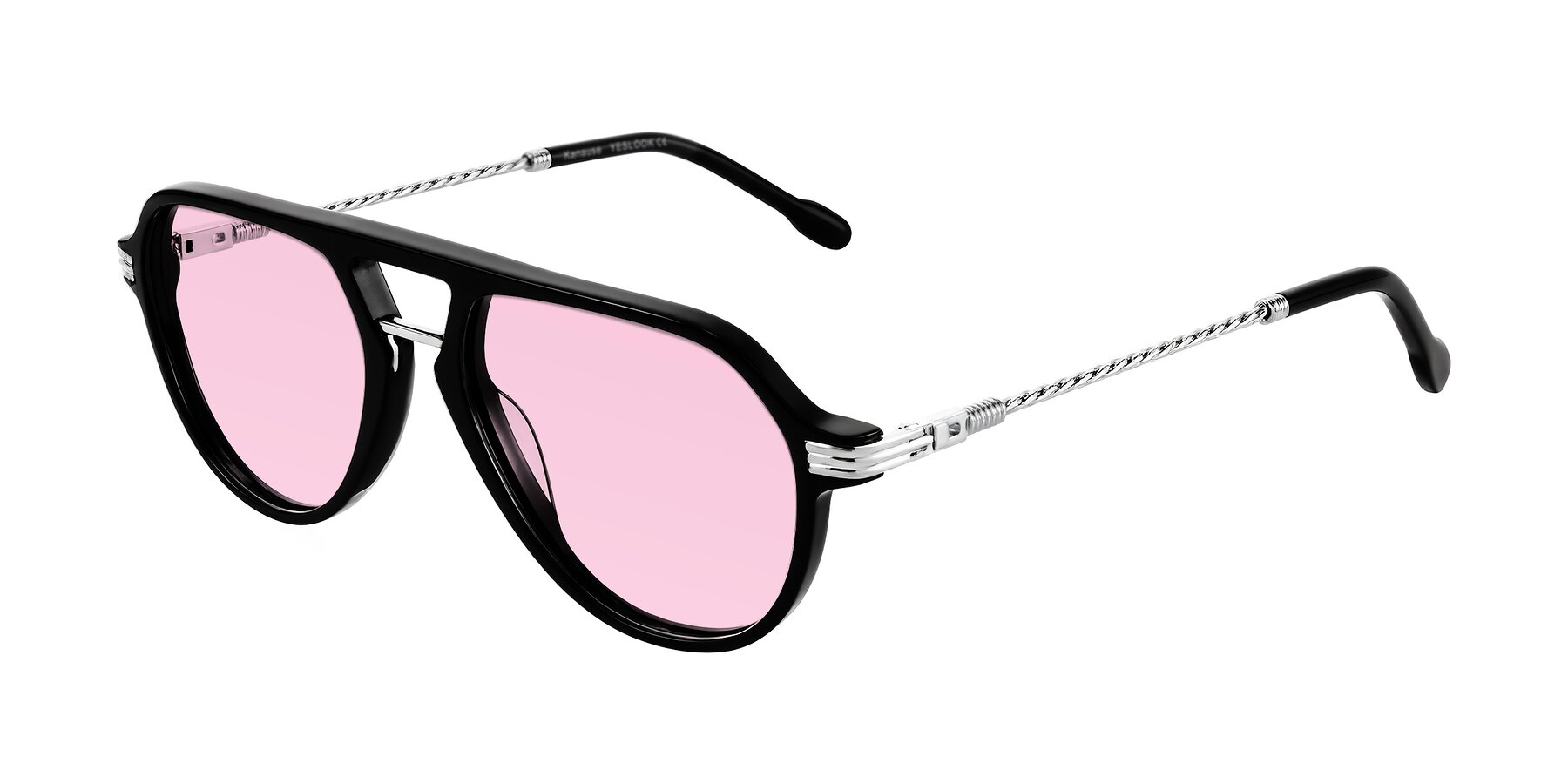 Angle of Kanause in Black/Silver with Light Pink Tinted Lenses