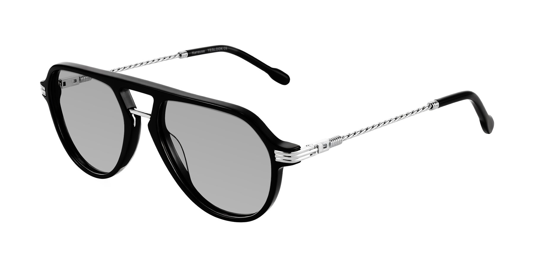 Angle of Kanause in Black/Silver with Light Gray Tinted Lenses