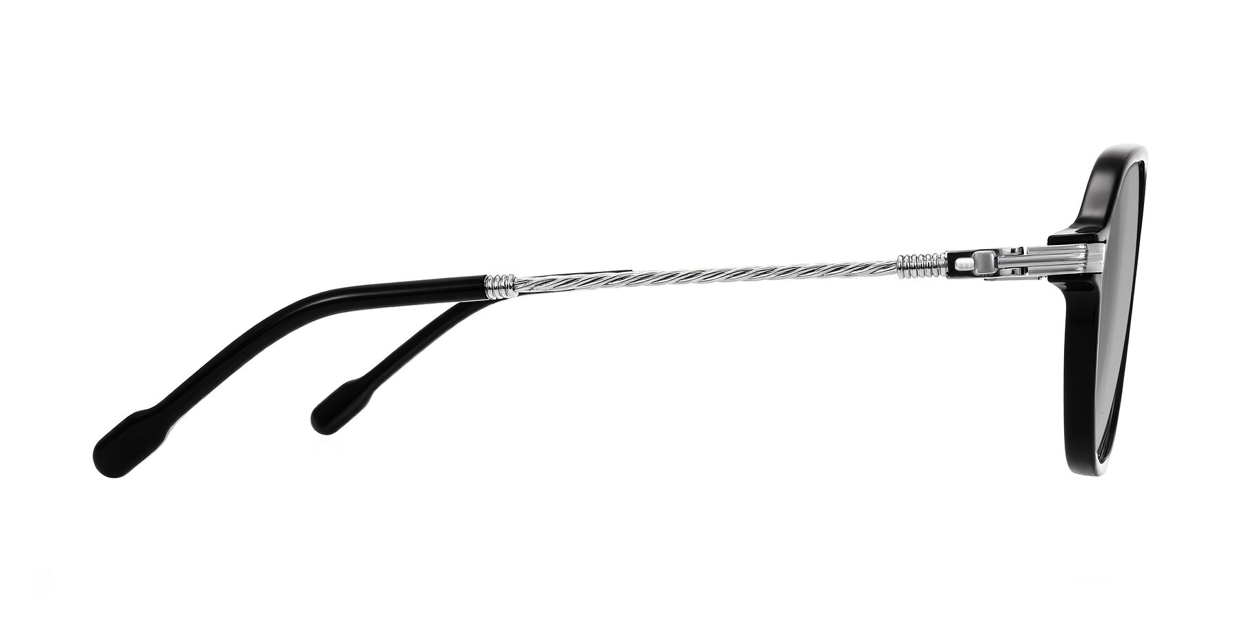 Side of Kanause in Black/Silver with Light Gray Tinted Lenses