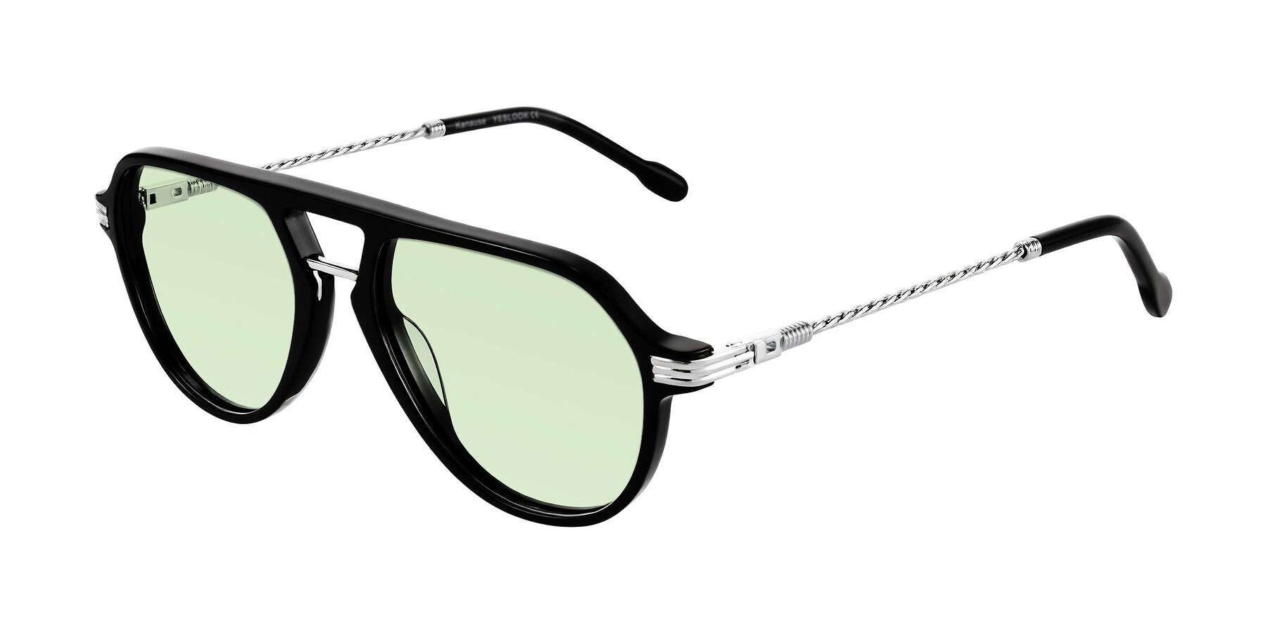 Angle of Kanause in Black/Silver with Light Green Tinted Lenses