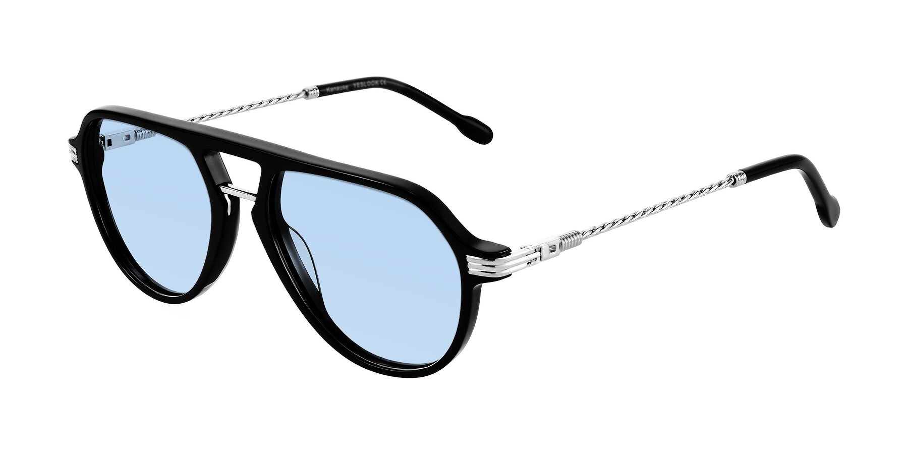 Angle of Kanause in Black/Silver with Light Blue Tinted Lenses