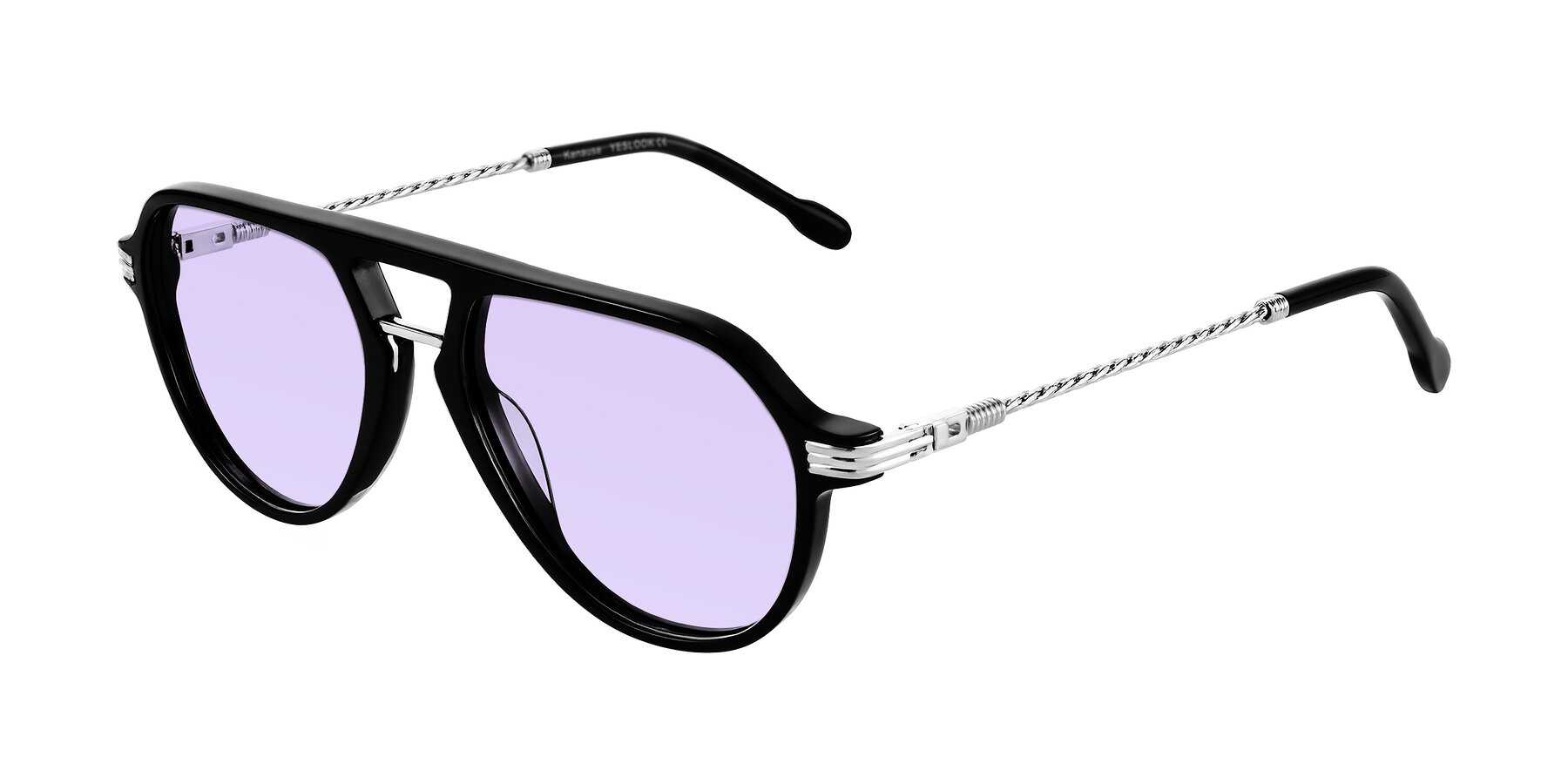 Angle of Kanause in Black/Silver with Light Purple Tinted Lenses