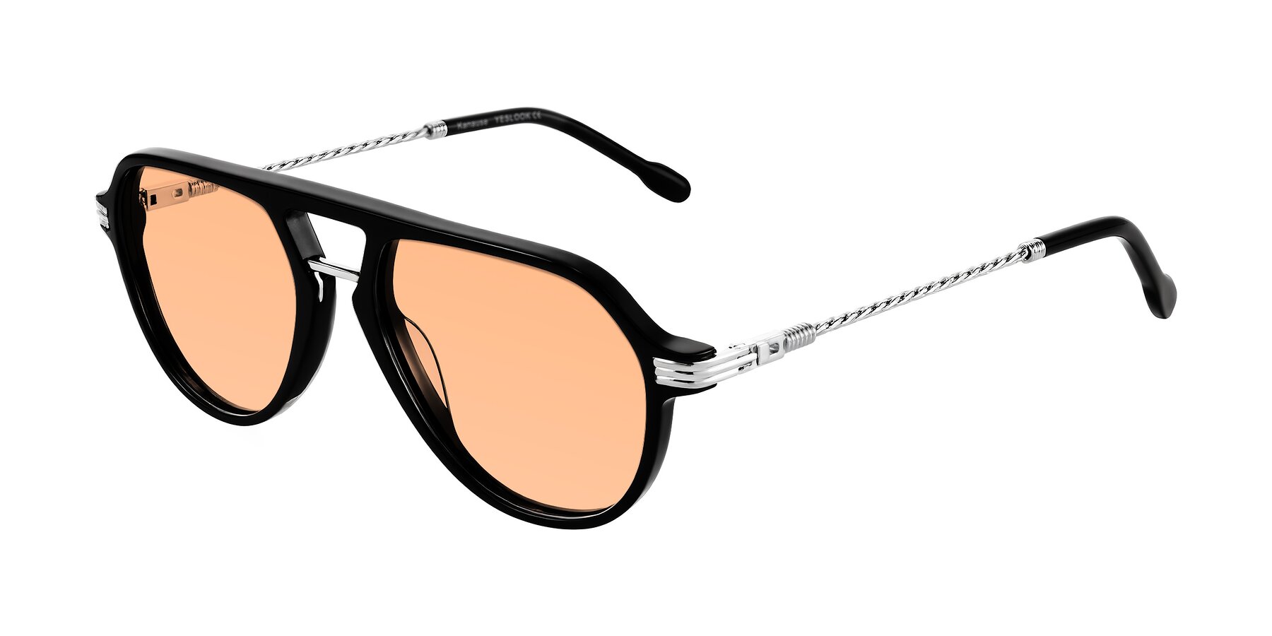 Angle of Kanause in Black/Silver with Light Orange Tinted Lenses