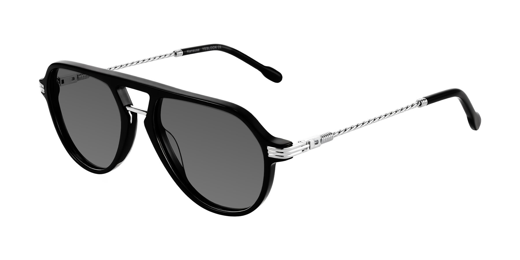 Angle of Kanause in Black/Silver with Medium Gray Tinted Lenses