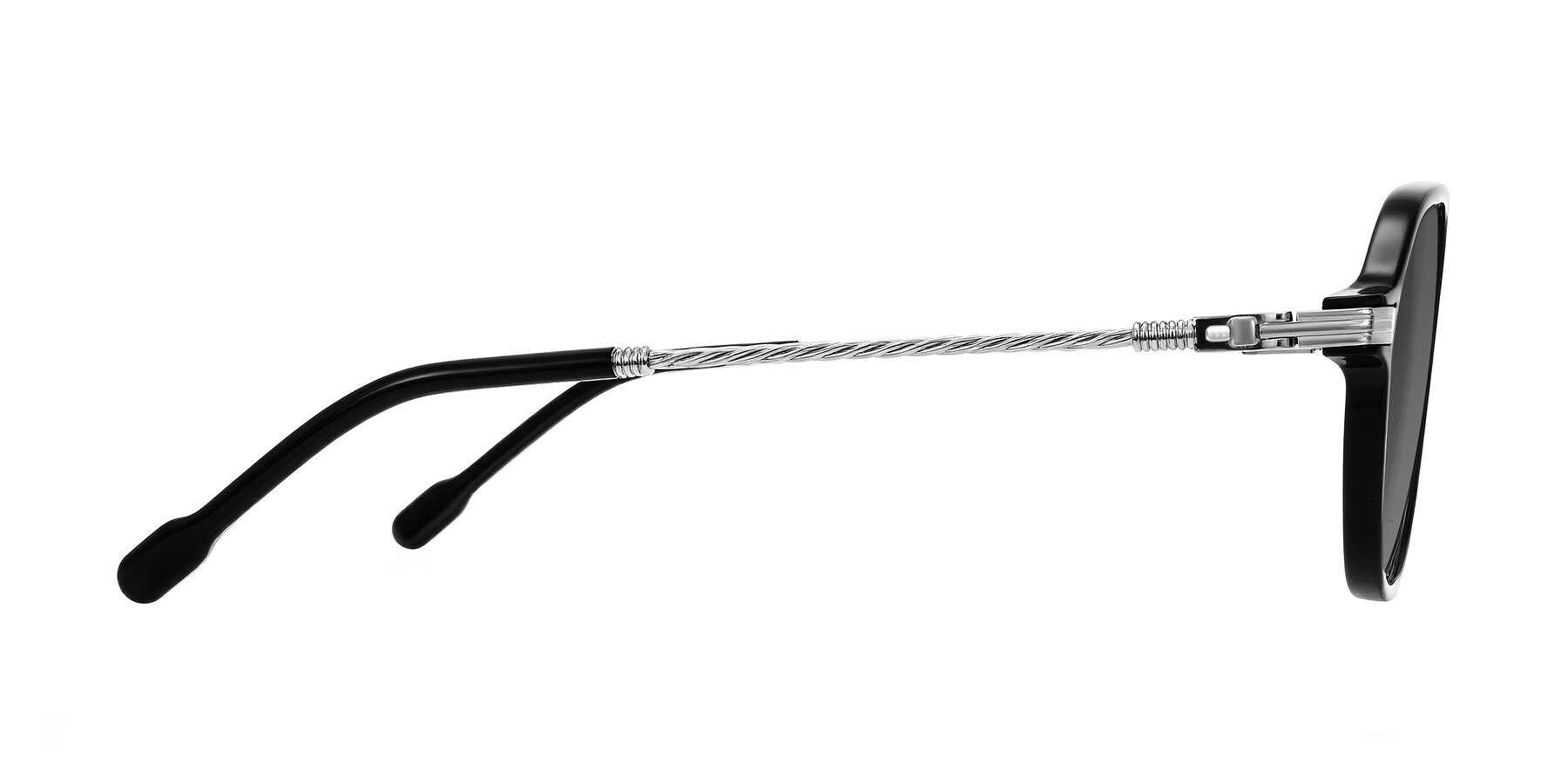 Side of Kanause in Black/Silver with Medium Gray Tinted Lenses