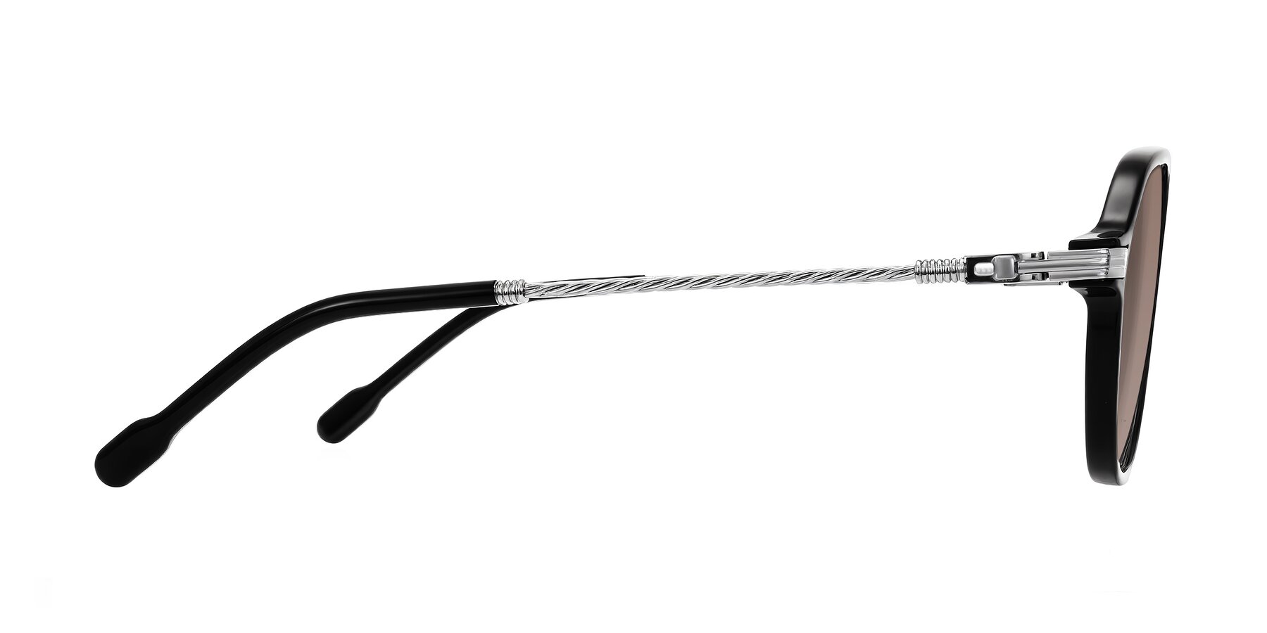 Side of Kanause in Black/Silver with Medium Brown Tinted Lenses