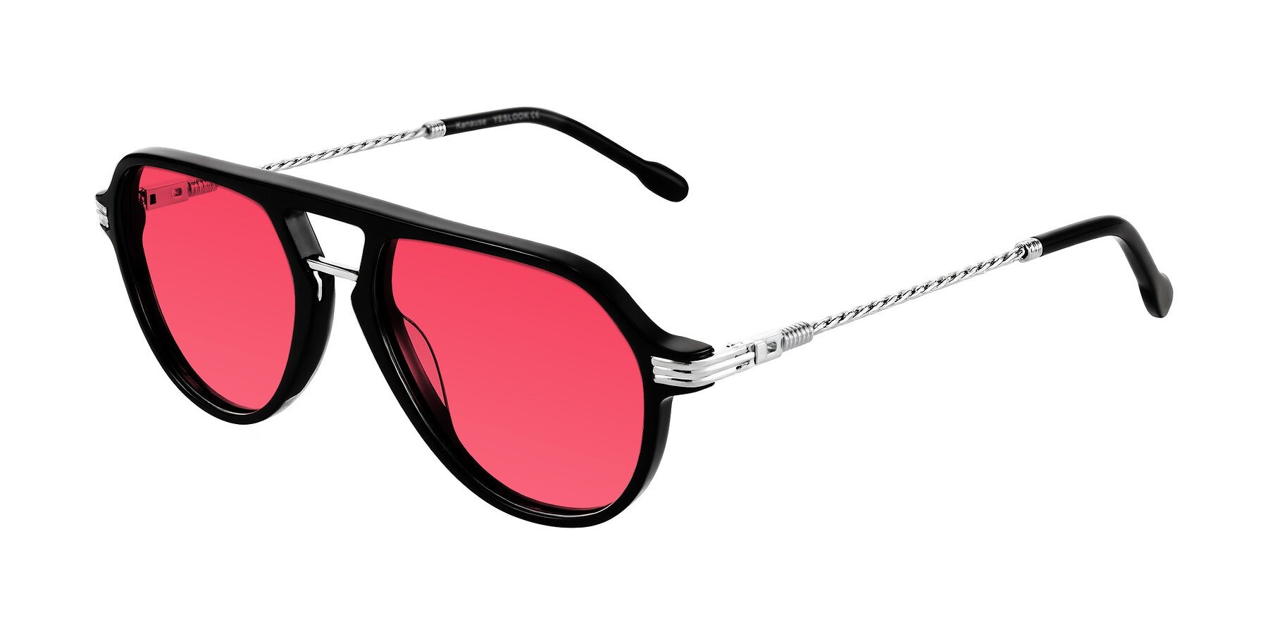 Angle of Kanause in Black/Silver with Red Tinted Lenses
