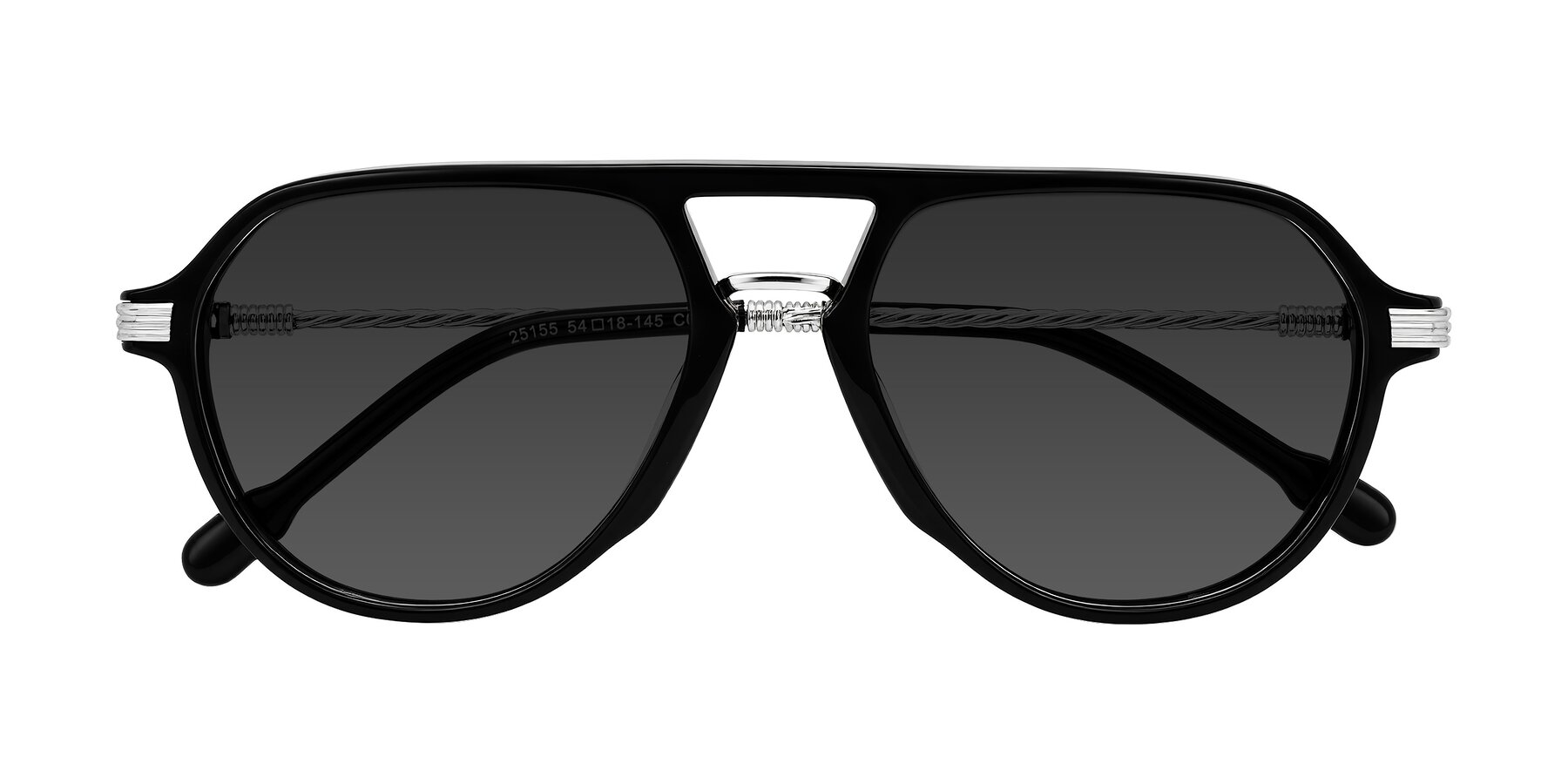 Folded Front of Kanause in Black/Silver with Gray Tinted Lenses