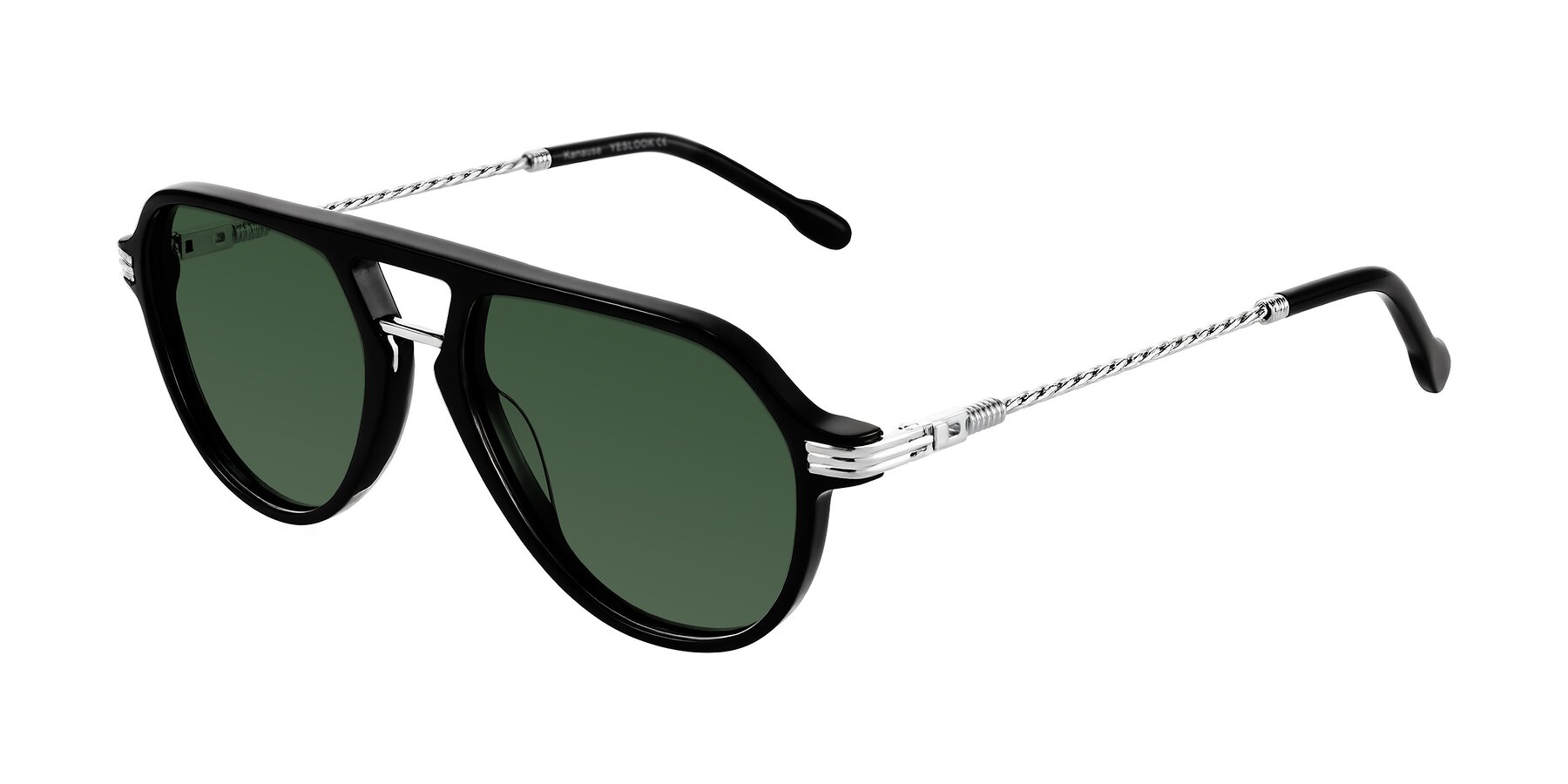 Angle of Kanause in Black/Silver with Green Tinted Lenses