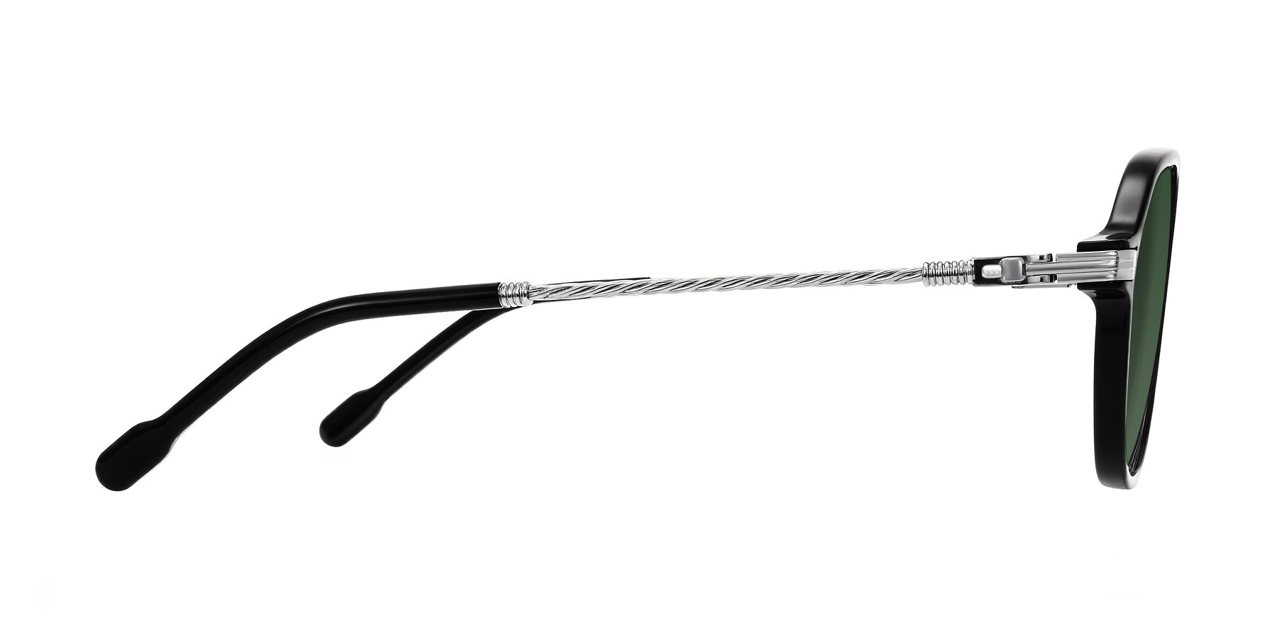 Side of Kanause in Black/Silver with Green Tinted Lenses