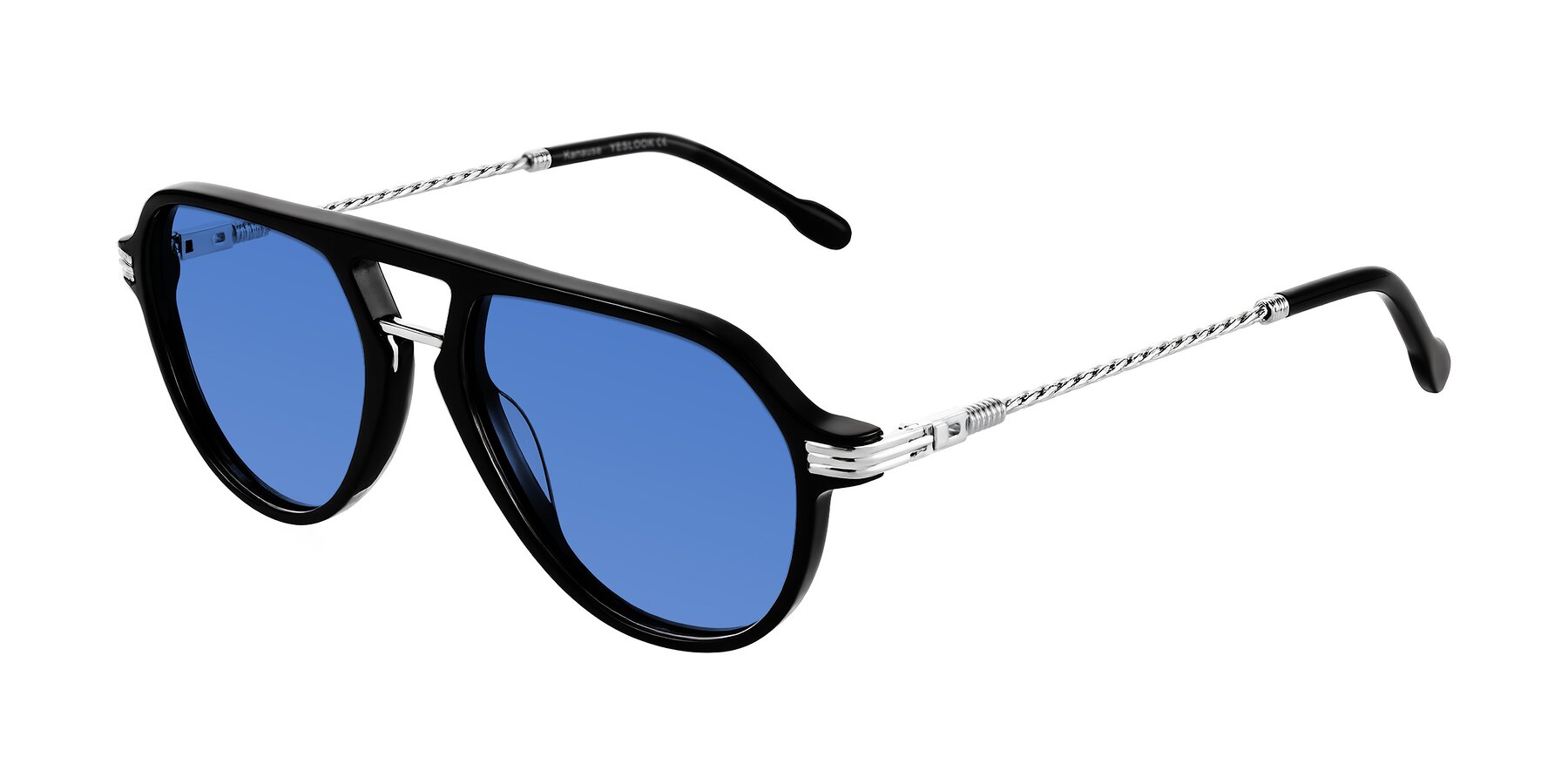 Angle of Kanause in Black/Silver with Blue Tinted Lenses