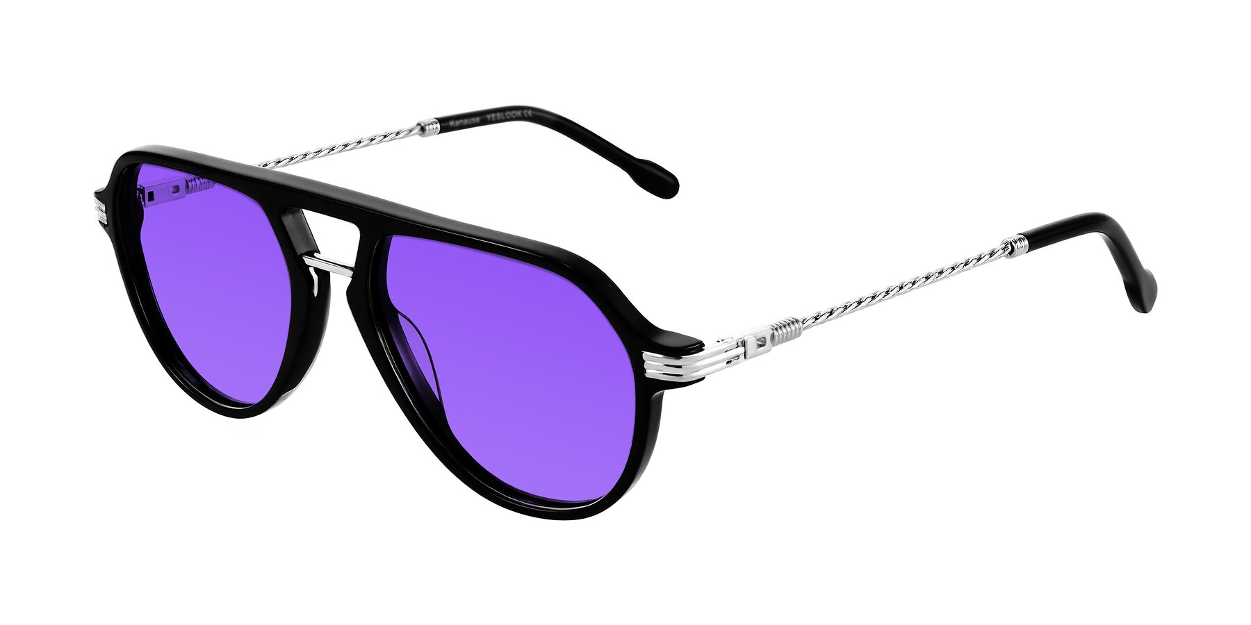 Angle of Kanause in Black/Silver with Purple Tinted Lenses