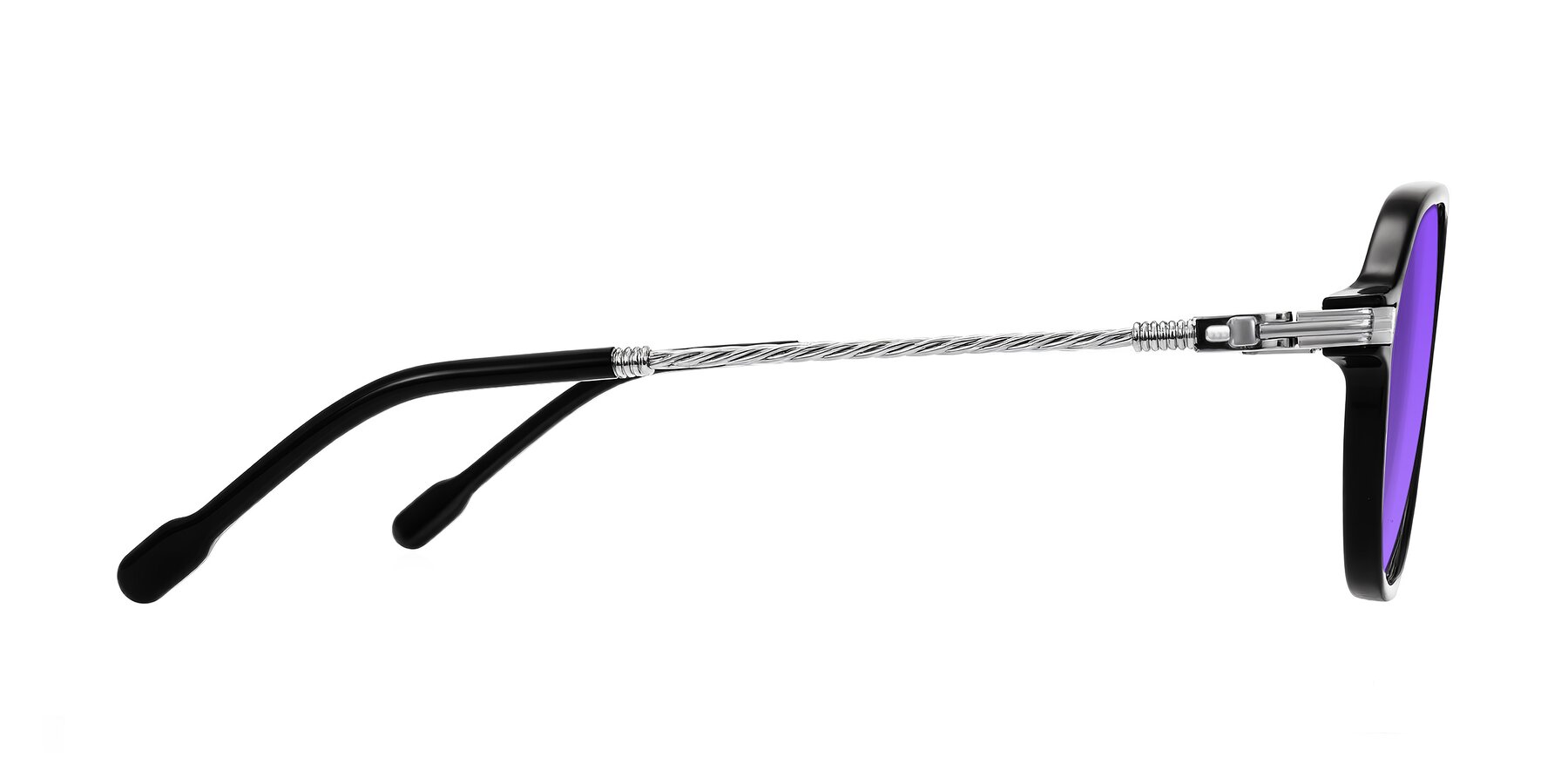 Side of Kanause in Black/Silver with Purple Tinted Lenses